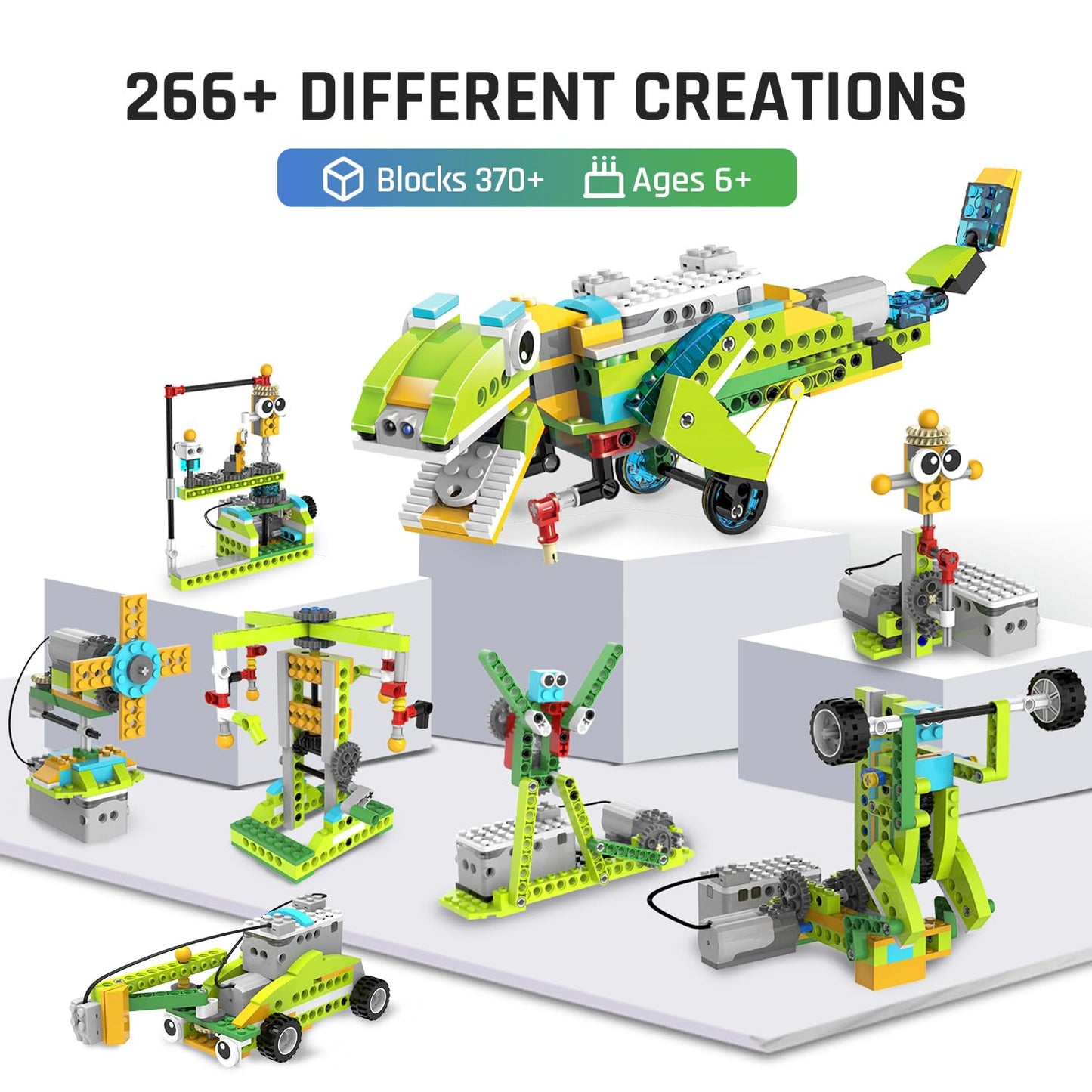 makerzoid Coding Robot Toy for Kids 6+, 100+ in 1 APP Control Robots Building Toys, Programmable Scratch Coding Kit with 23 Video Courses,Birthday Children's Day Gift for Kids (370 Blocks)