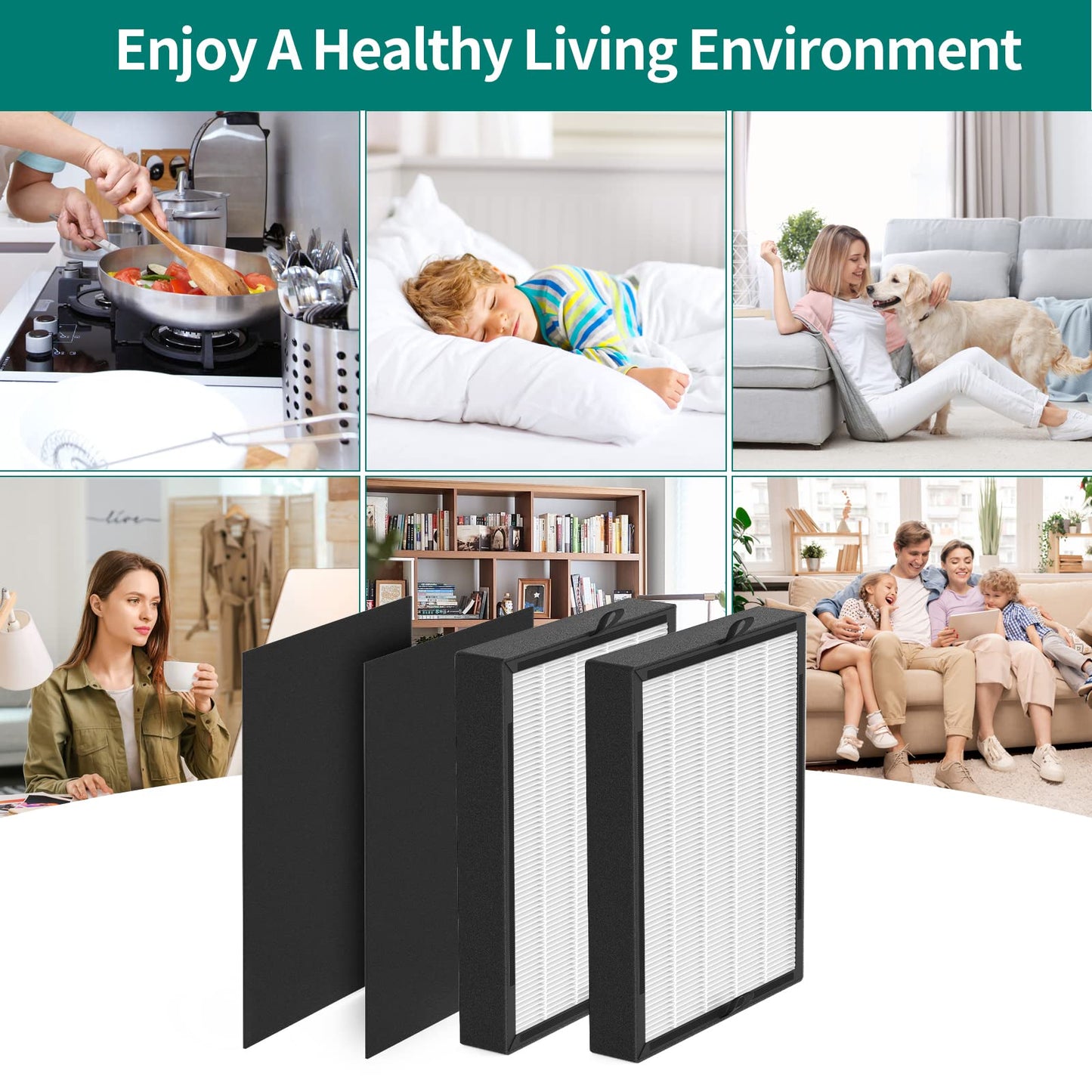 GoKBNY 2-Pack 45i and Flex True Replacement Filter Compatible with old BreatheSmart Flex and 45i Air Purifiers, 2×2-in-1 Filters + 2×Carbon Pre-Filters