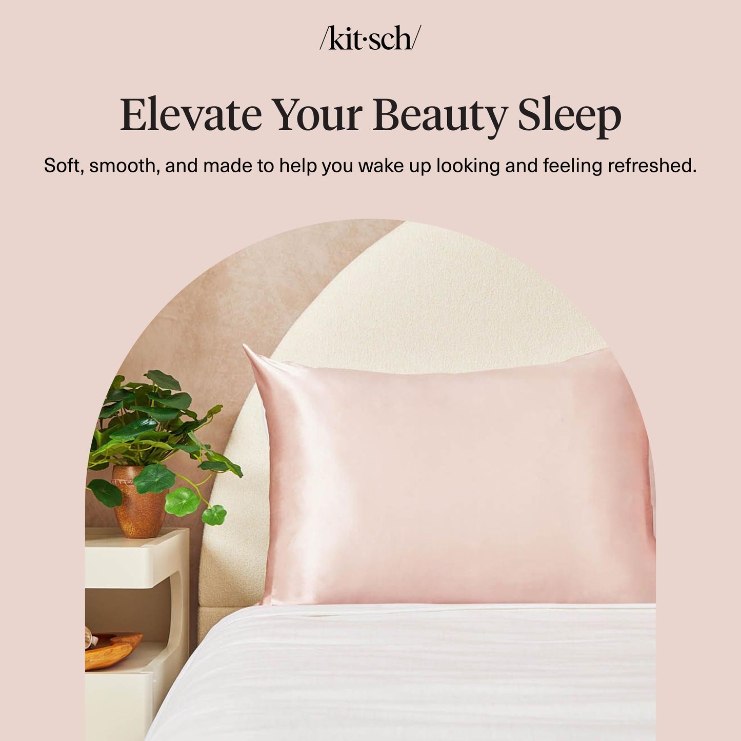 Kitsch Satin Pillowcase with Zipper for Hair & Skin - Softer Than Silk Pillow Cases, Smooth Cooling Satin Pillow Case, Wrinkle-Free, Machine Washable - Pillow Cases Standard Size 19x26 - Blush, 2pcs