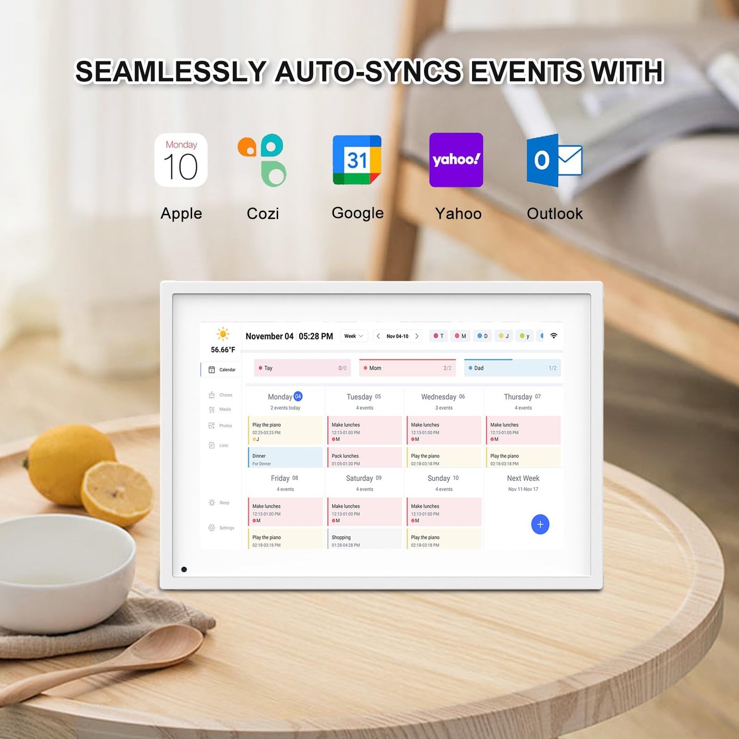 10.1 Inch Smart Digital Calendar Planner & Chore Chart, IPS HD Touchscreen Interactive Display for Family Schedules, Streamline Household Organization - Built-in Digital Picture Frames Function