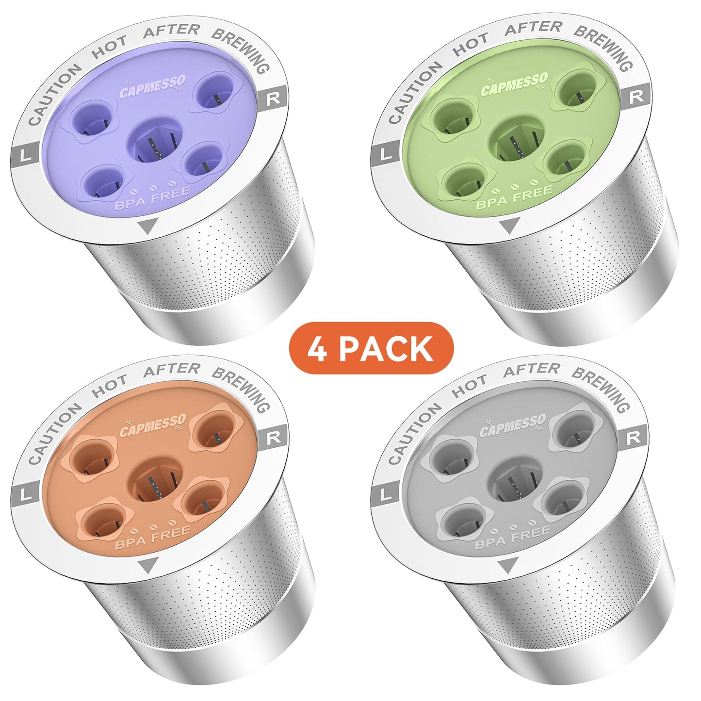 CAPMESSO Reusable K Cups for Keurig: 2025 Updated My K Cup Stainless Steel Coffee Pod Refillable Coffee Filters for K Supreme/K Slim/k-Duo Gen 2/K-Brew Chill with Multistream Technology (4 Pack)