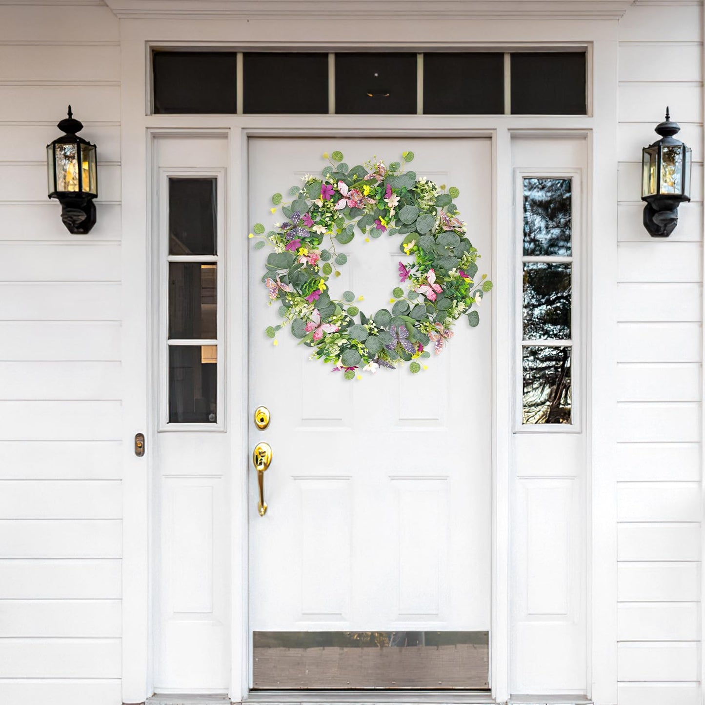 ASTNIC 2 Pack 5.68 FT Artificial Daisy Garland with 3D Butterfly, Hanging Fake Flowers Greenery Eucalyptus Garland Floral Vines for Wedding Table Home Room Spring Summer Decor