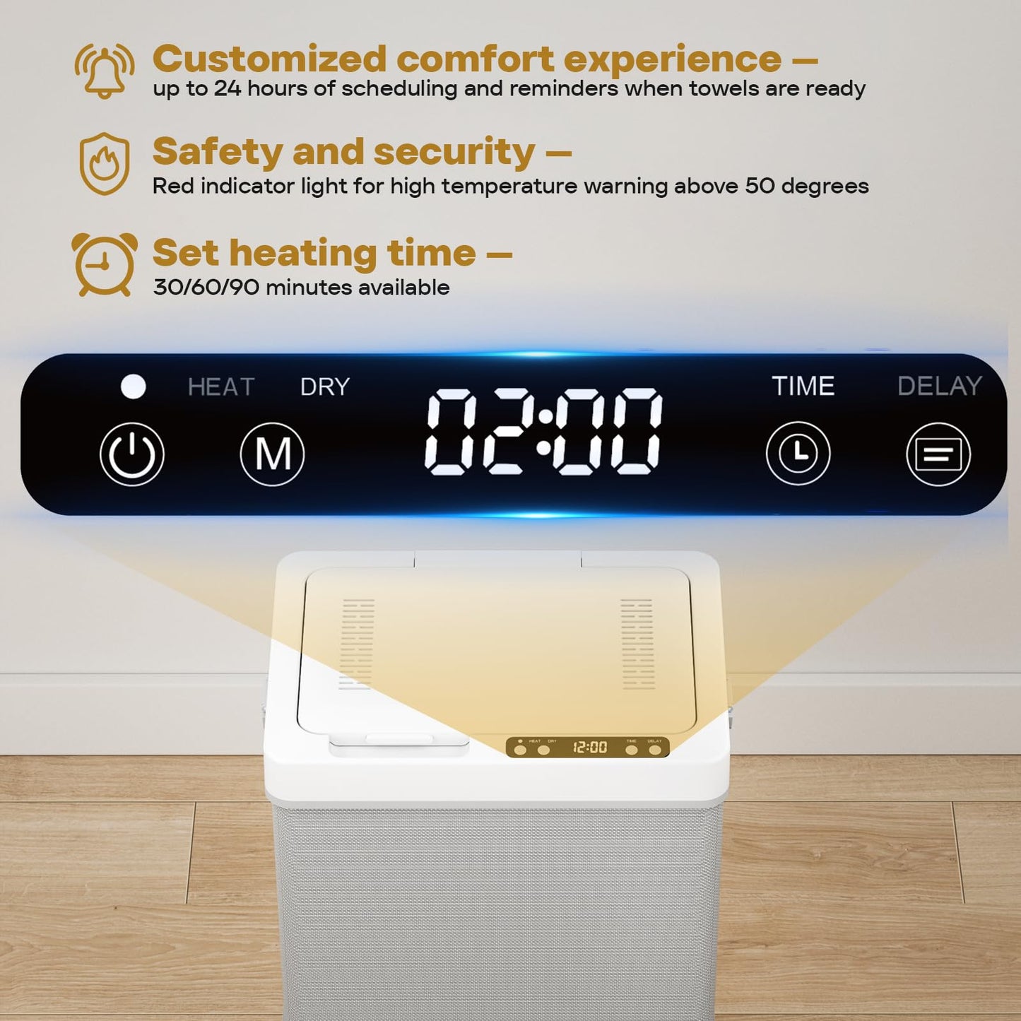 VIPBATH 35L Towel Warmer for Bathroom, Family-Sized Foldable Design with Window, Dual Safety Shut-Off for Overheat and Tip-Over, 12 Aroma Discs, Towel Heater for Oversize Bathrobes Blankets