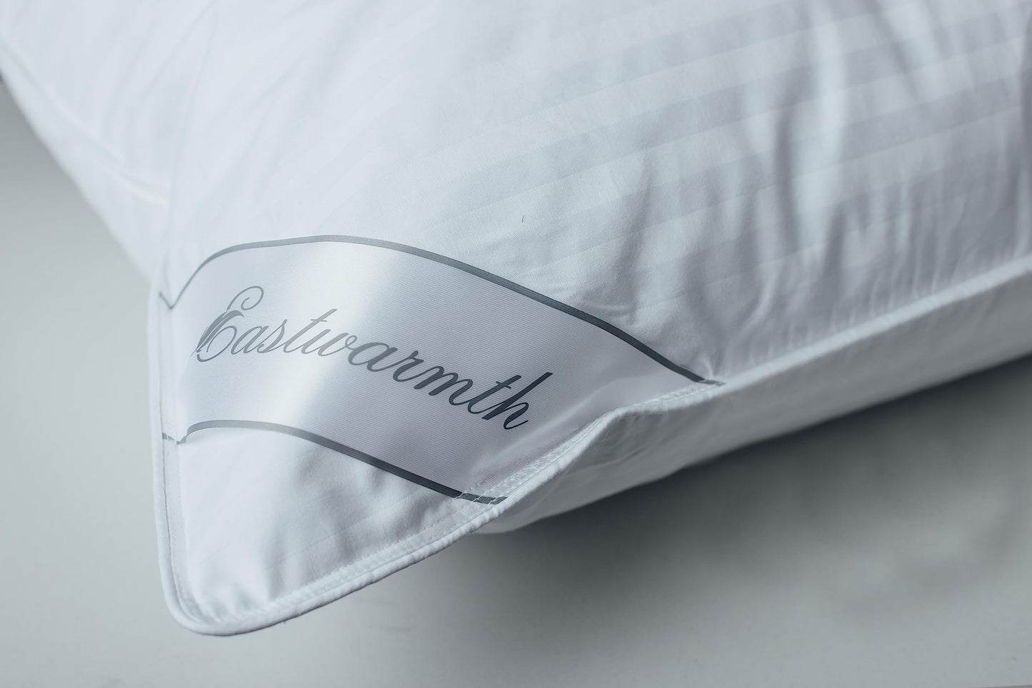 Eastwarmth Goose Down Feather Soft Pillows One Pillow 100% Cotton Supportive Bed Pillow Stripe White Color Standard Size 20x26 inch