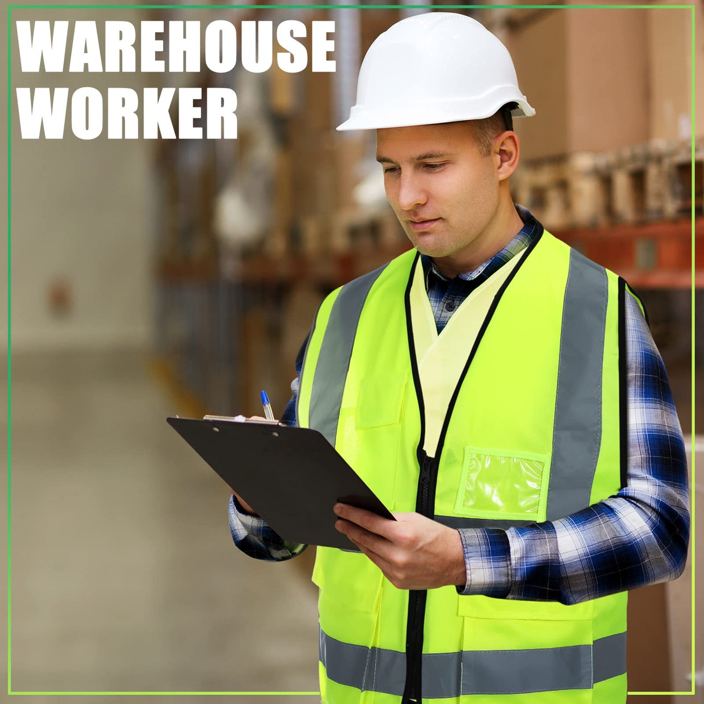 10 Pcs Reflective Safety Vest with Pockets and Zipper High Visibility Vest for Women Men Work, Construction, Cycling(L)