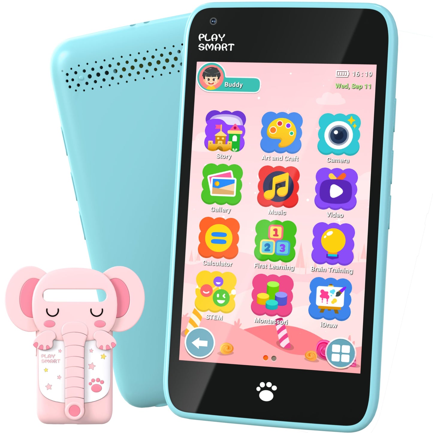 MOMILLA Kids Toys Smart Phone, 3.97" Touchscreen Toddlers Kids Smart Phone, Birthday Gifts for Girls Age 3 4 5 6 7 8 9 10 Year Old, Learning Toys Play Cell Phone with Front Camera, Games