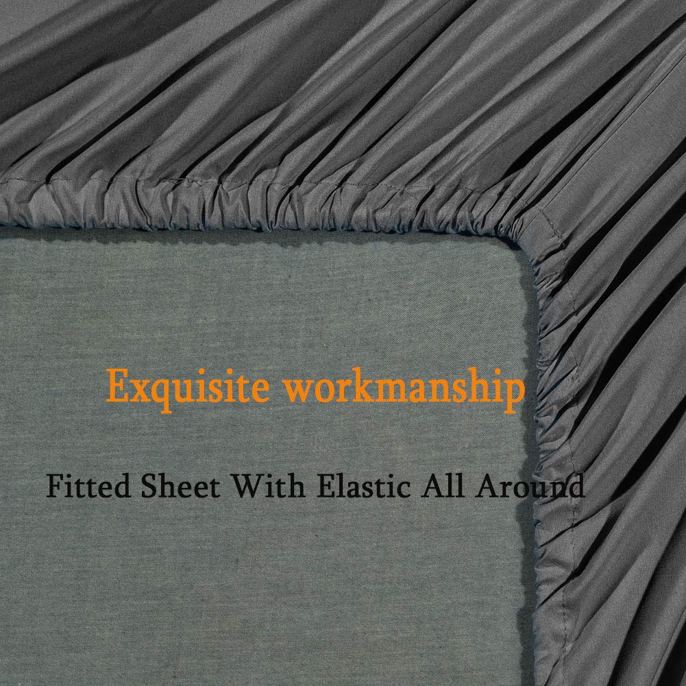 SONORO KATE Bed Sheet Set Super Soft Microfiber 1800 Thread Count Luxury Egyptian Sheets Fit 18-24 Inch Deep Pocket Mattress Wrinkle-6 Piece (Dark Grey, King)