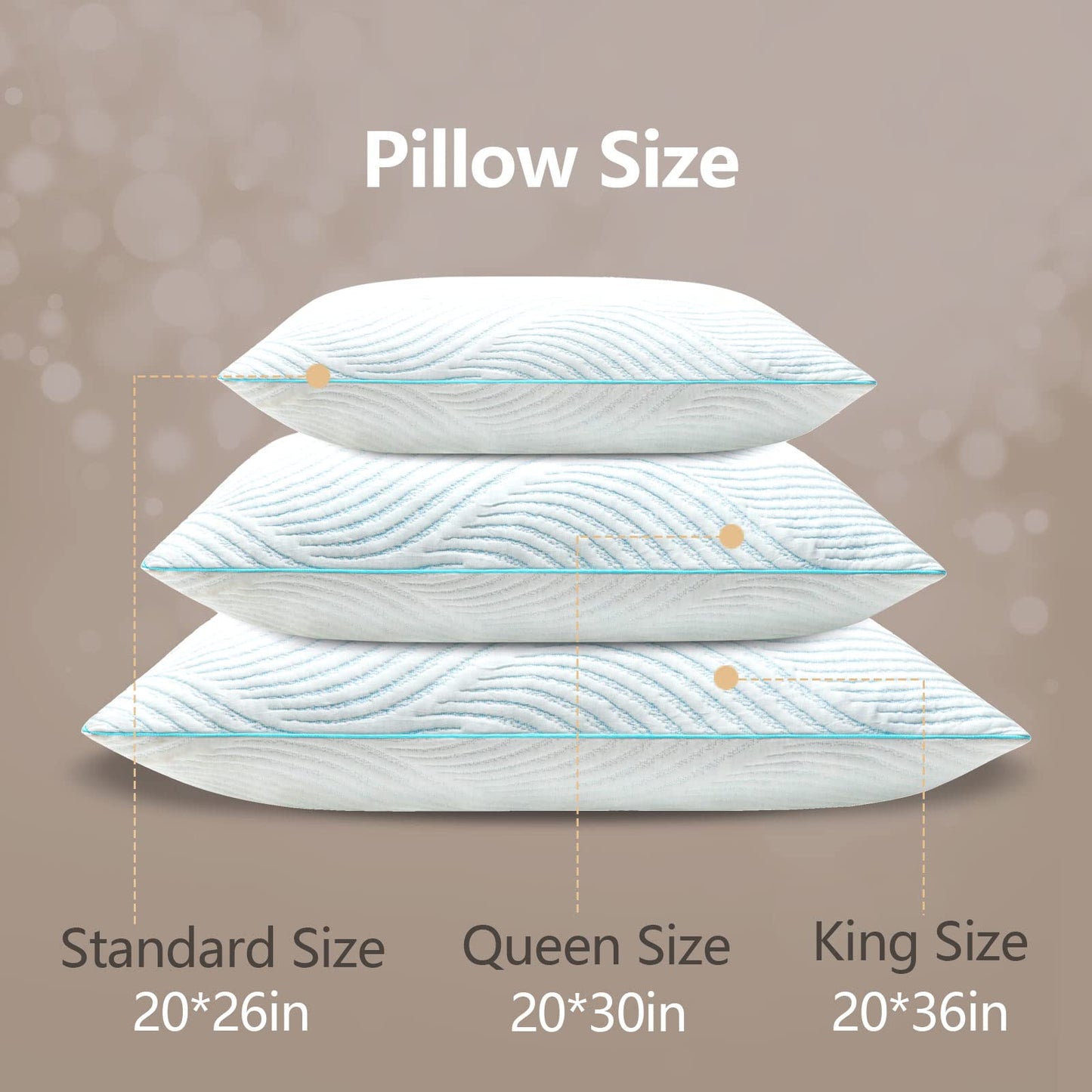 Smilereve Pillows King Size Set of 2 Cooling Memory Foam Pillows for Sleeping Adjustable Medium Firm Back and Side Sleeper