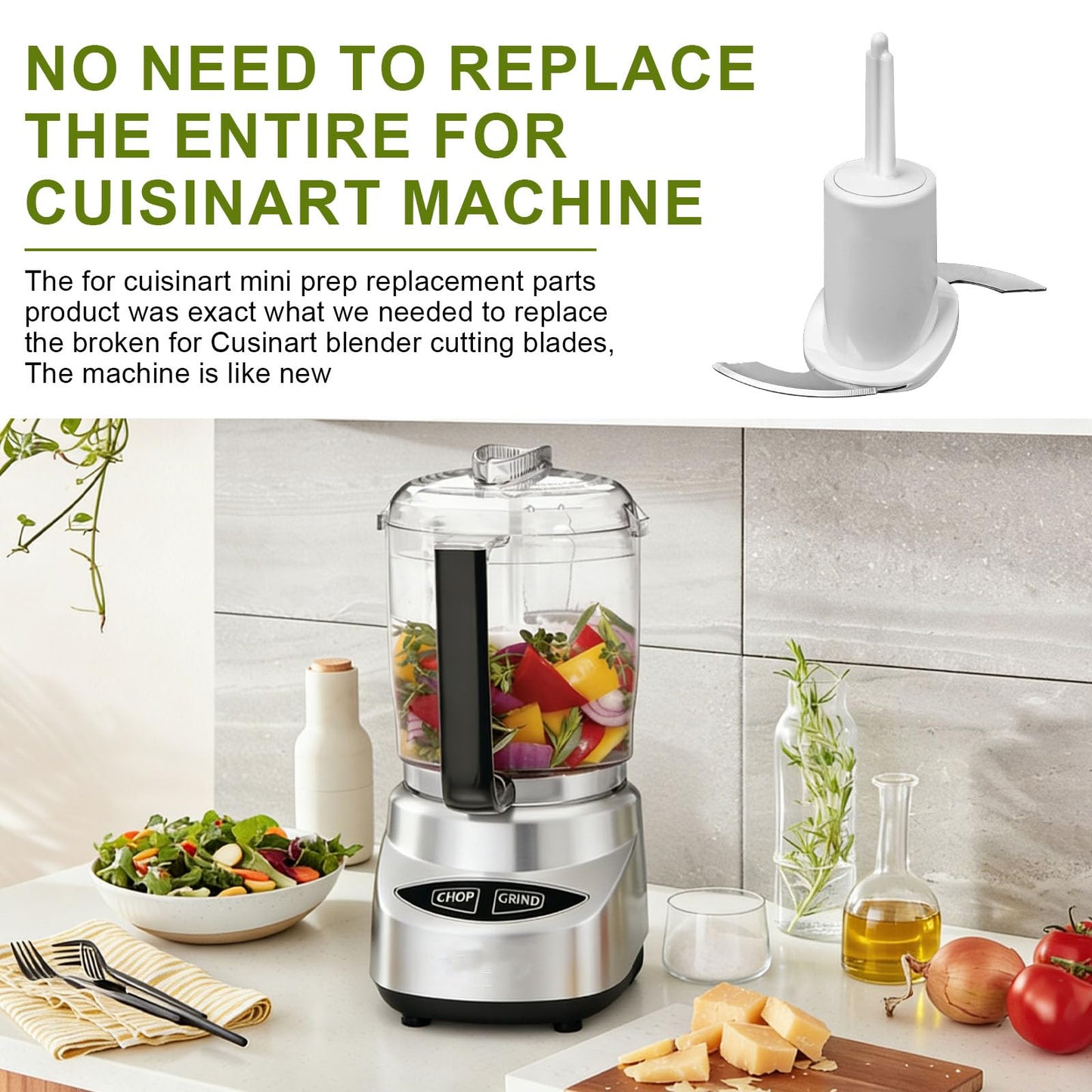CH-4CB Fit for Cuisinart Mini Prep Plus Food Processor Replacement Chopping Blade, Only Fit CH-4CB Replacement Chopping Blade, Compatible with CH-4, CH-4BK, CH-4DC 4 Cup Chopper/Grinder Chopping Blade