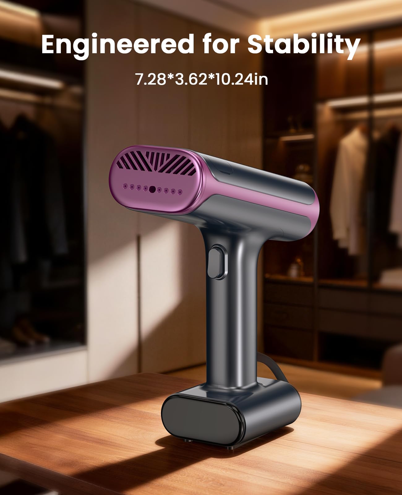 Jack & Rose Vacuum Steamer for Clothes,Stand & Handheld Home Clothes Steamer,2300Pa Suction Auto-Grip, 5 Fabric Modes & 3 Suction Levels,190ml Water Tank,for Shirts,Dresses & Suits (for 110-120V)
