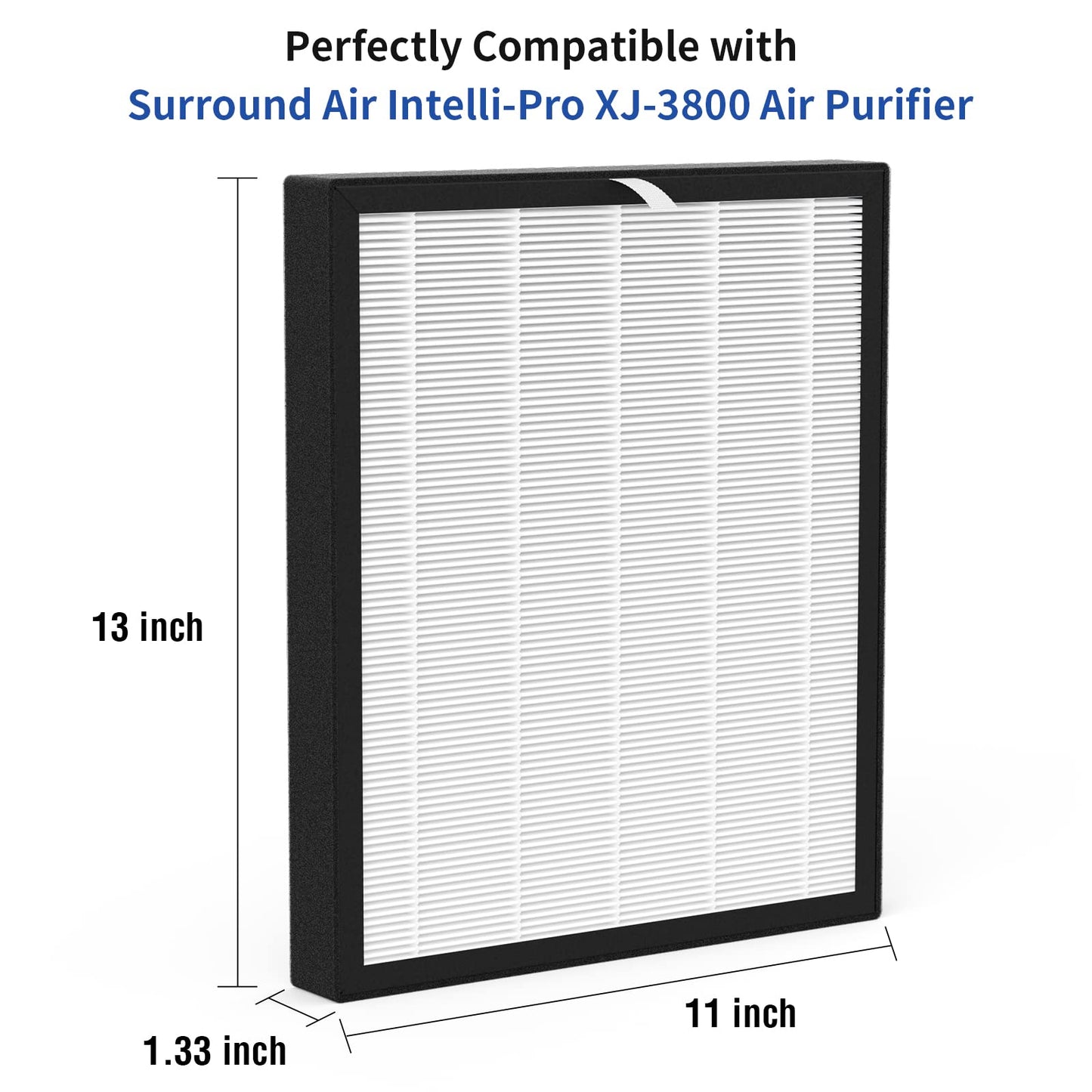 2 Pack XJ-3800 Replacement Filter Compatible with Surround Air Intelli-Pro/Air Shield/Newport 9000/XJ-3800 Series Purifier