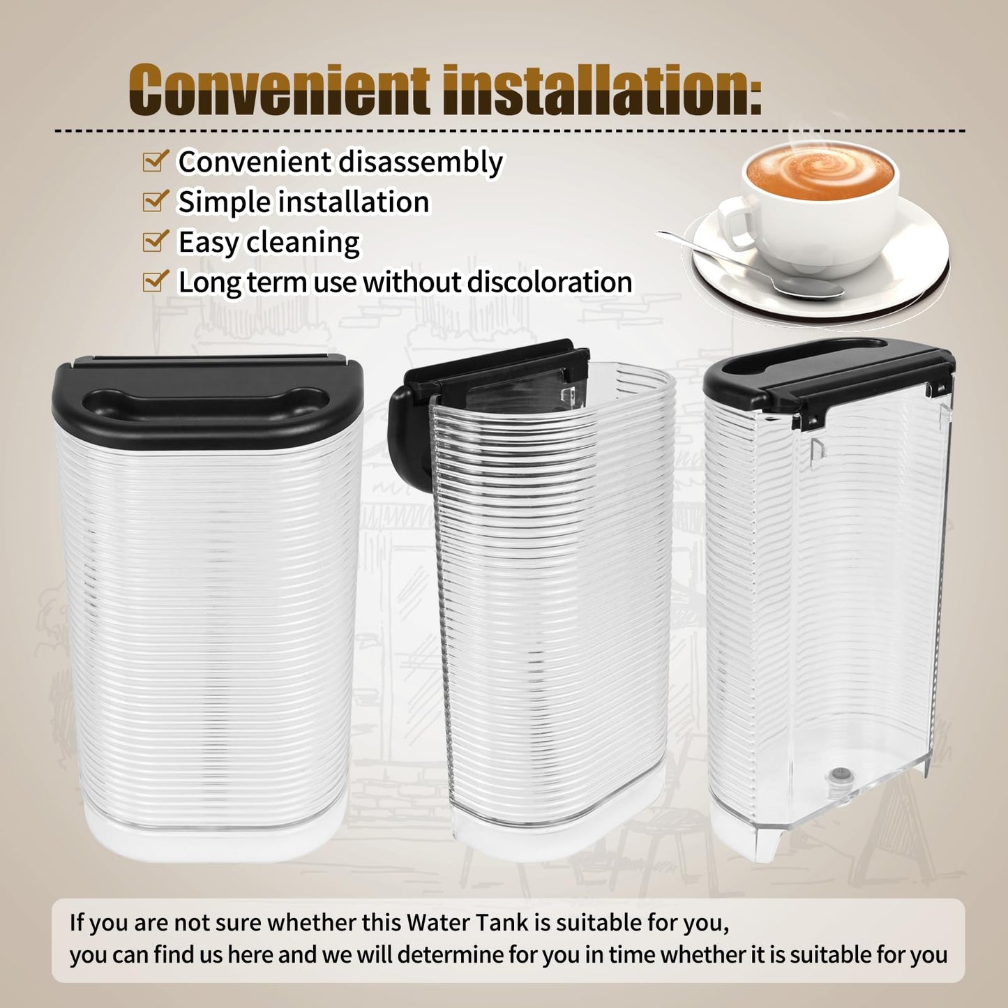 Water Reservoir MS-624441 Compatible With Nespresso Krups Vertuo Espresso Coffee Machine, 1.2L Water Tank Compatible with Nespresso breville Vertuo Café Maker,NOT Compatible with De'Longhi Machine