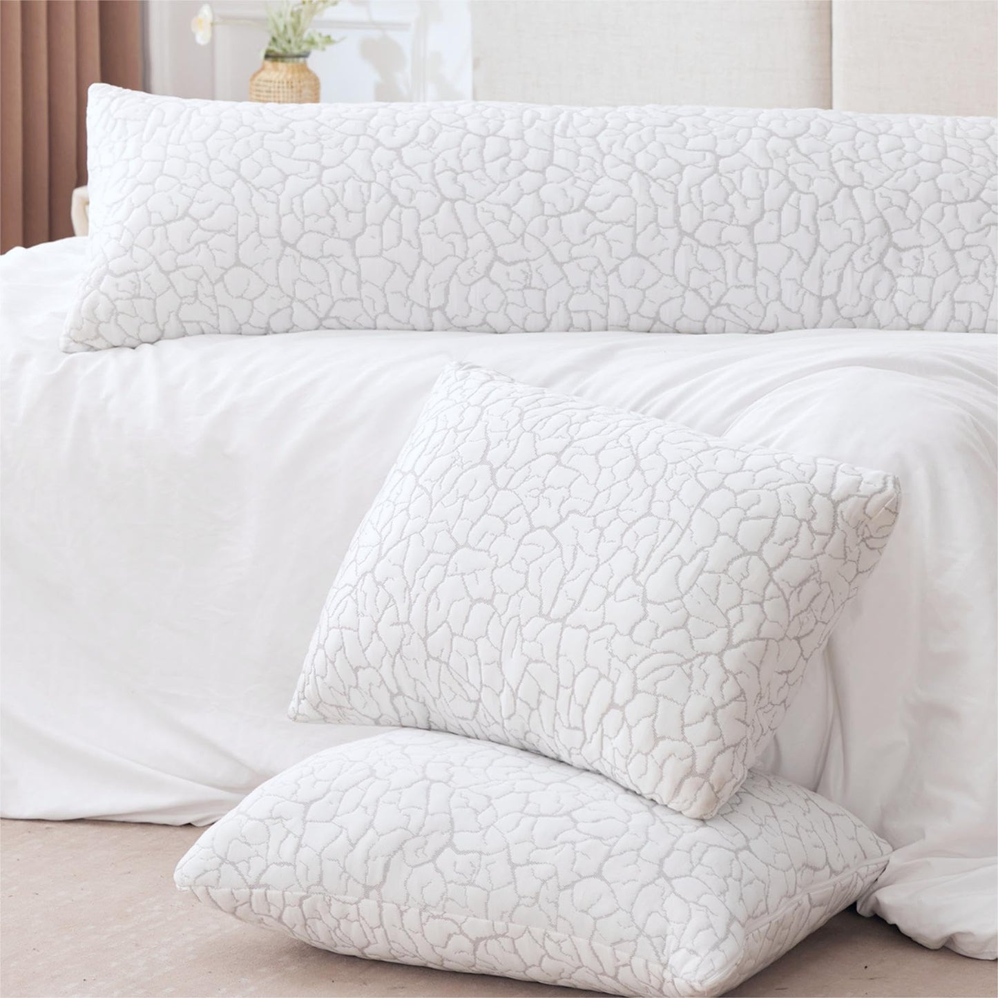 WGAKCED Cooling Pillows for Sleeping 2 Pack, King Size Adjustable Shredded Memory Foam Pillows, Firm Bed Pillows for Side, Back, Stomach, Hot Sleepers, Cold Pillow with Removable Washable Cover