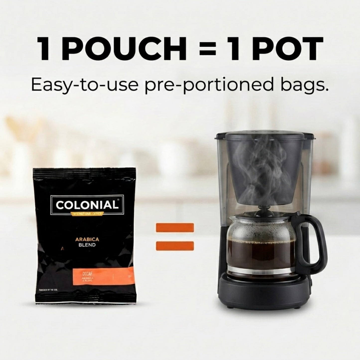 Colonial In-Room Decaf Ground Coffee Filter Packs for Hotel Rooms, Decaffeinated Dark Roast, 0.50 Ounce (Pack of 50), Use with 4-Cup Drip Coffee Machine
