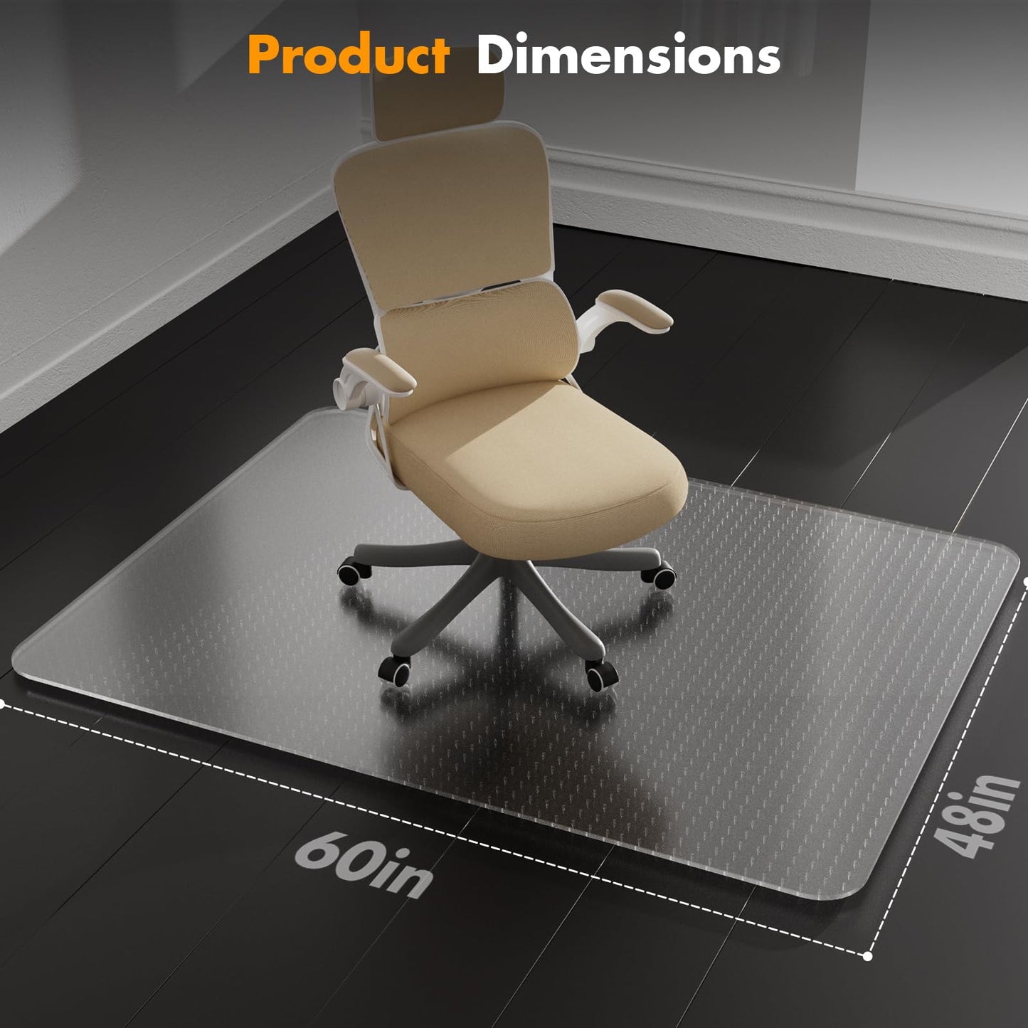 Office Chair Mat for Carpet - 48x60 Inch Plastic Computer Desk Floor Protectors for Chairs Clear Under Desk Rug Pad for Rolling Gaming Chair