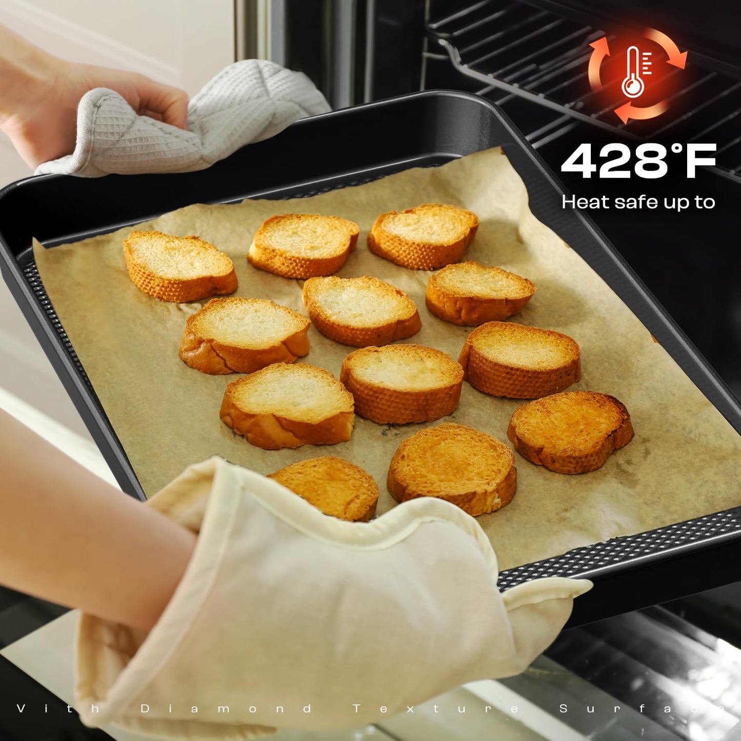 Slow Slog Nonstick Baking Pans Set, 8-Piece Stackable Bakeware Sets, Non-Toxic Oven Pan Set, Includes Baking Sheet, Cake Pan, Muffin Pan, Loaf Pan, Square Pan, Cookie Sheet & Roasting Pan, Black