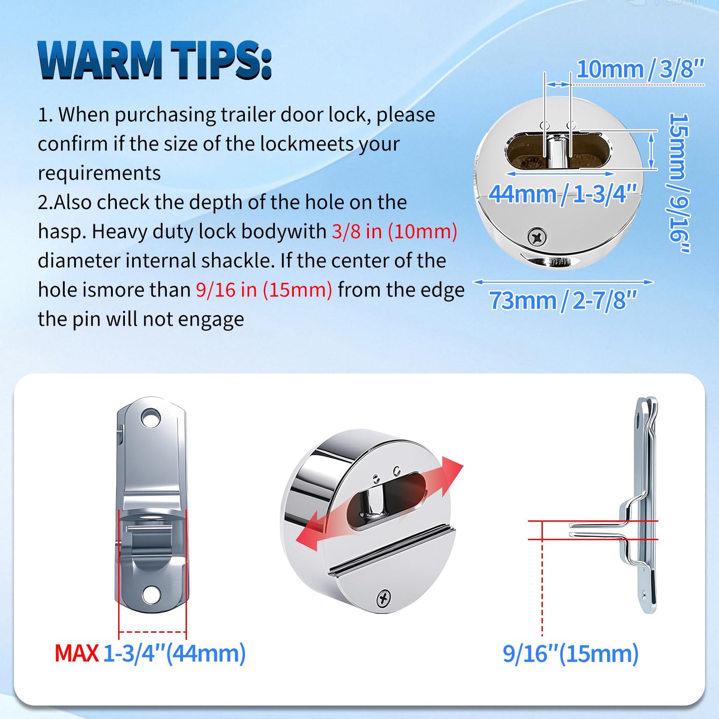 Mardili Hidden Shackle Trailer Puck Padlocks with Keyed Alike, 2-7/8" Puck Lock,Moving Trucks & Vans Door Lock, Soild Steel, Pack of 3