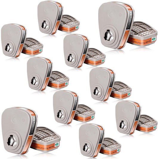 (10Pairs) 6001 Filter Cartridges for Respirator - Activated Carbon Respirator Cartridges Filter Against Organic Vapor/Gases/Dust/Chemical/Particulates Compatible with 6200, 6800 Series Respirator