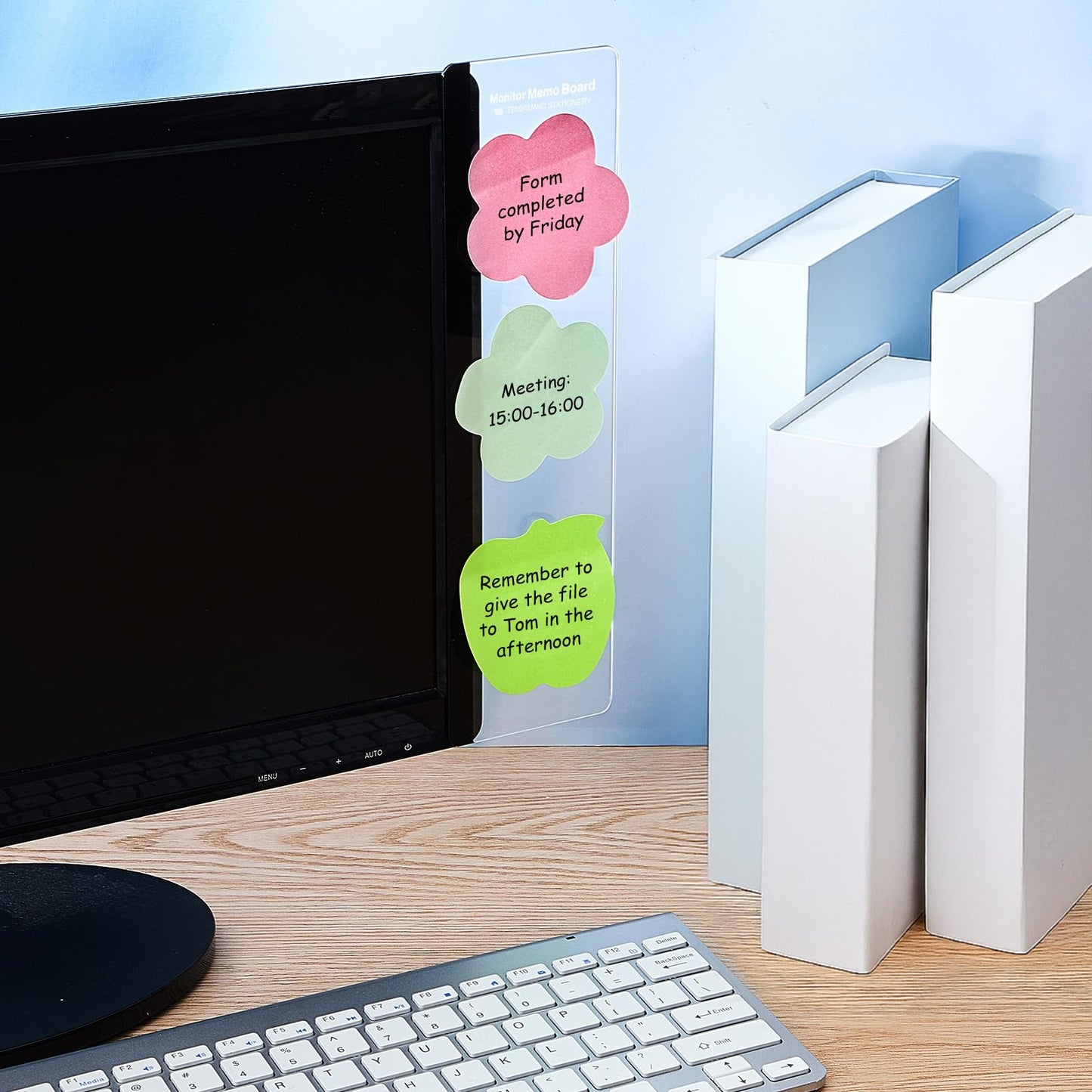 Zonon 24 Pieces Monitor Memo Board, Memo Boards for Computers Transparent Acrylic Monitor Side Panel Office Desk Accessories Desktop Computer Sticky Note Holder for Office Home Work Desk