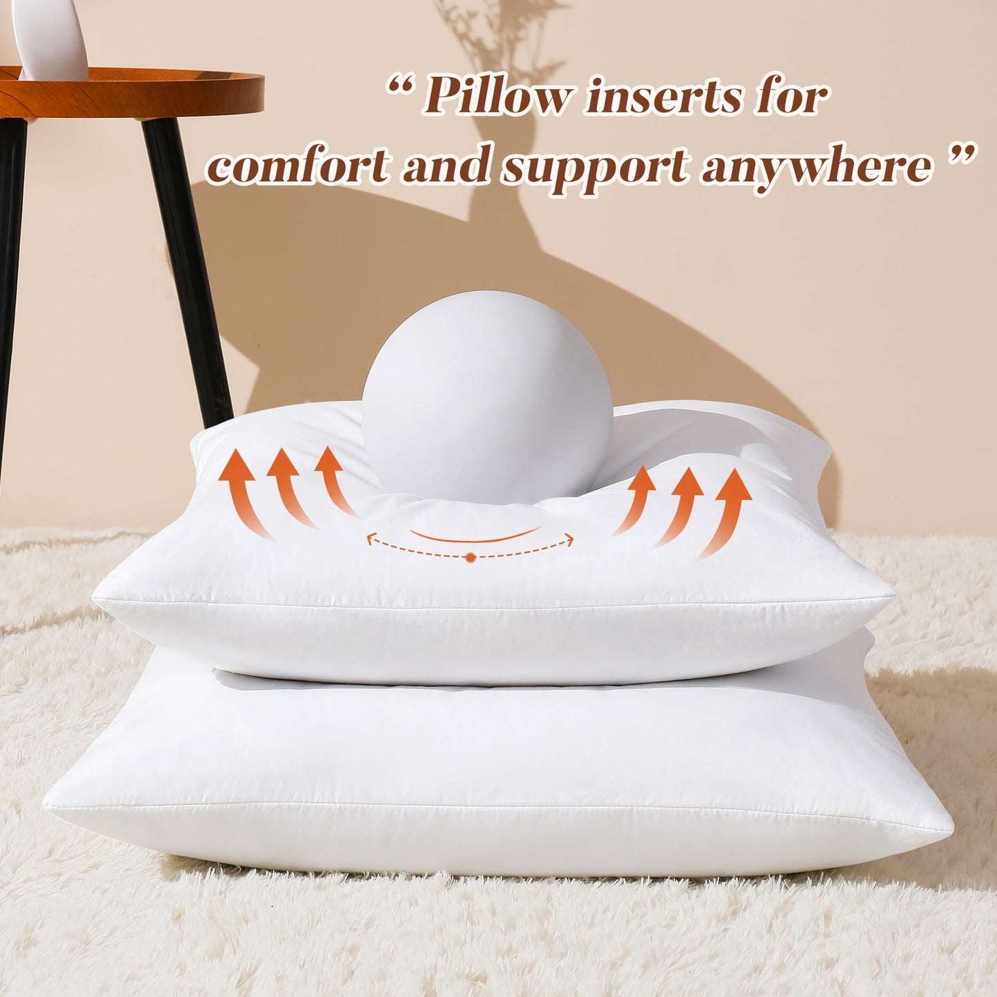 DOWNSTORIA 24x24 Euro Pillow Inserts Pack of 2, Decorative Feather Down Pillows with 100% Coton Cover,Throw Pillow for Bed, Couch and Sofa.