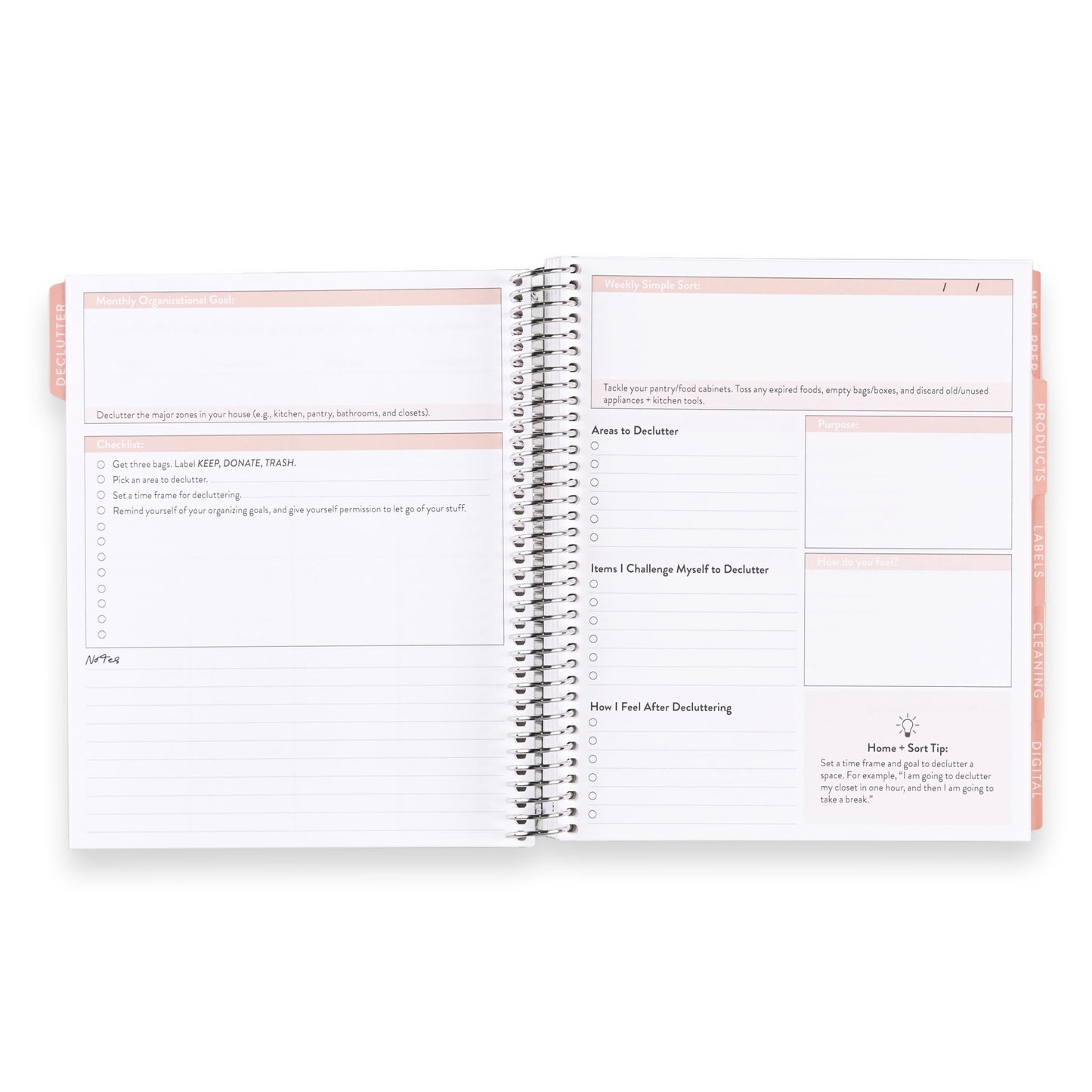 Erin Condren 7x9 Home Organization Planner | Learn to Tidy, Organize, & Clean| 124 Pages, 80 lb. Premium Paper, Designed by Erin Condren X Home + Sort