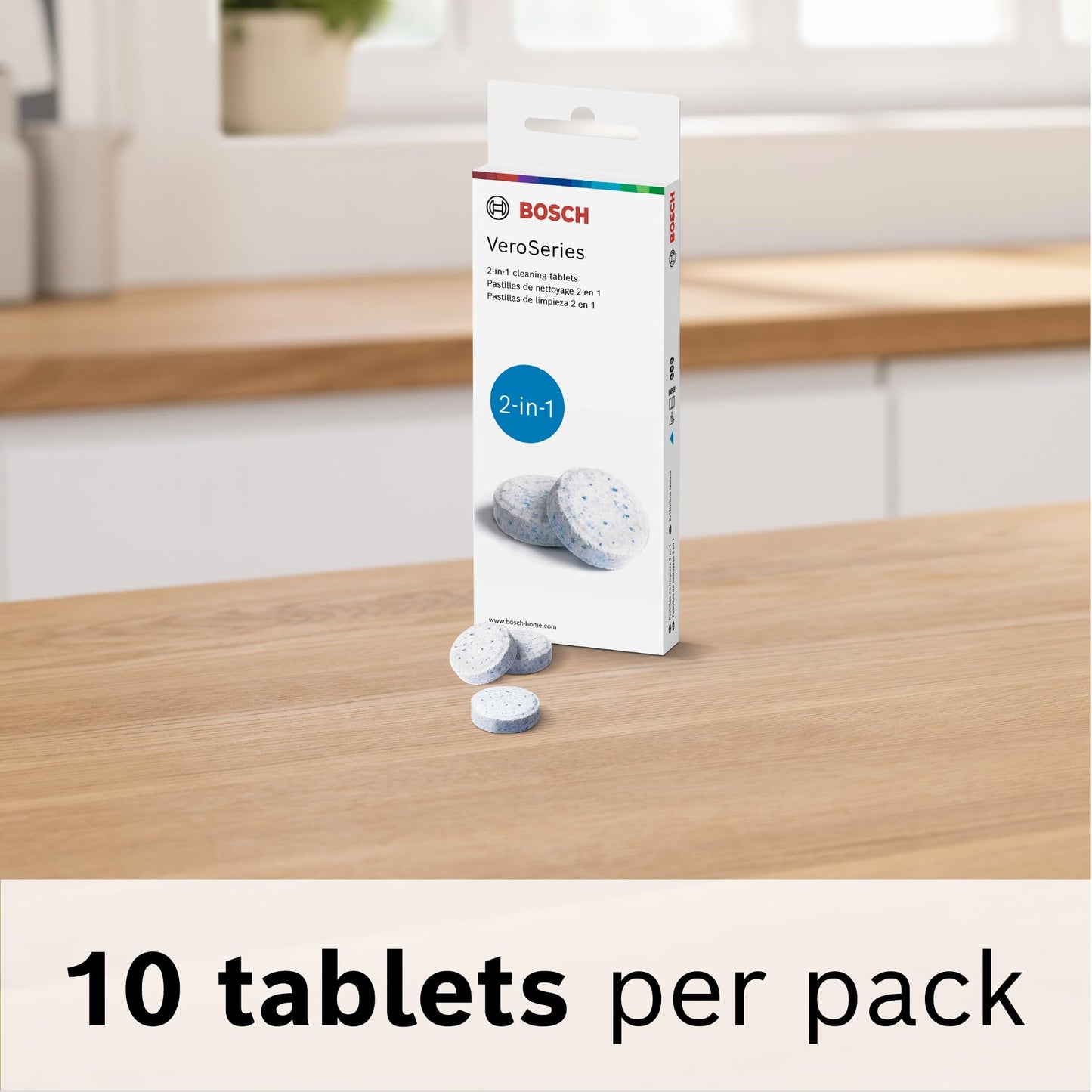 Bosch Cleaning Tablets for VeroCafe Coffee Machines - Espresso Cleaner, Phosphate-Free, Remove Coffee Oil and Residue - For Appliance Care and Maintenance, Extends Service Life - 10 Tabs - TCZ8001US