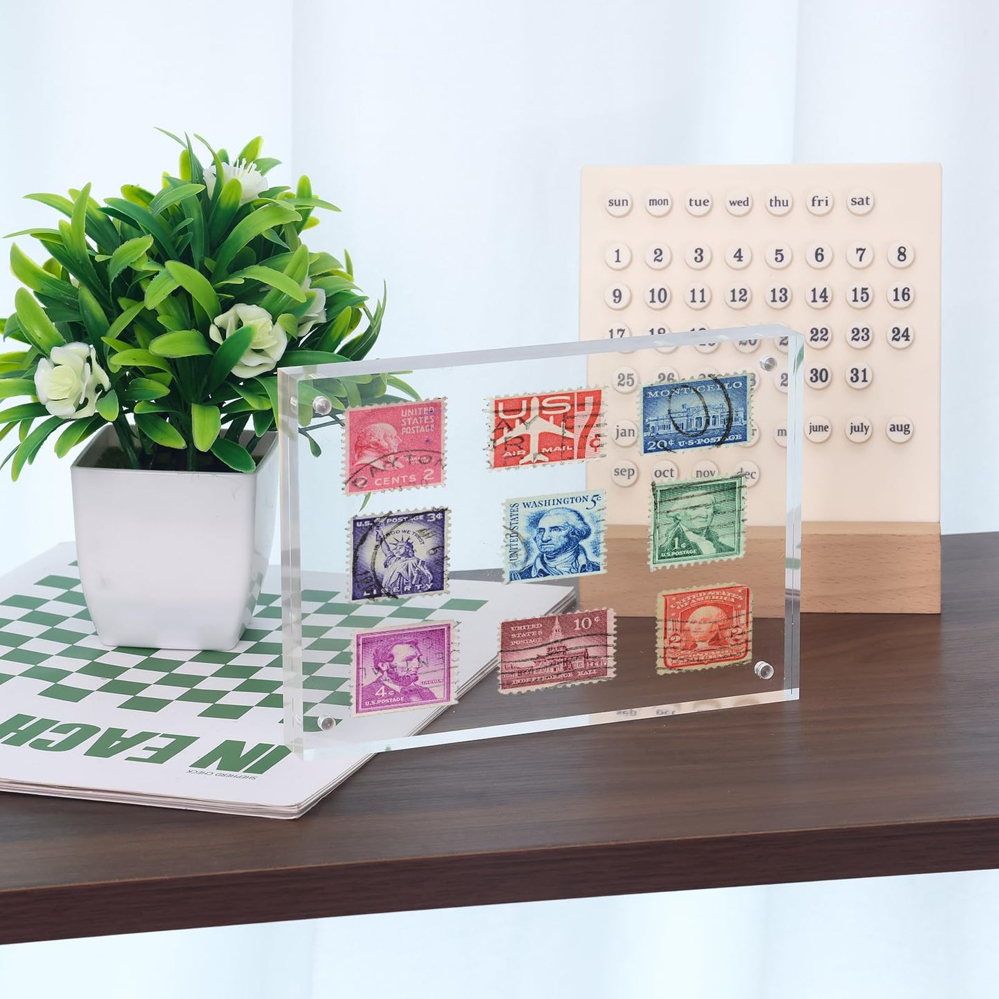 Fixwal 5x7 Acrylic Picture Frame, 6 Pack Clear Double-Sided Magnetic Frames Set, Frameless Photo Frames for Desktop Tabletop Display