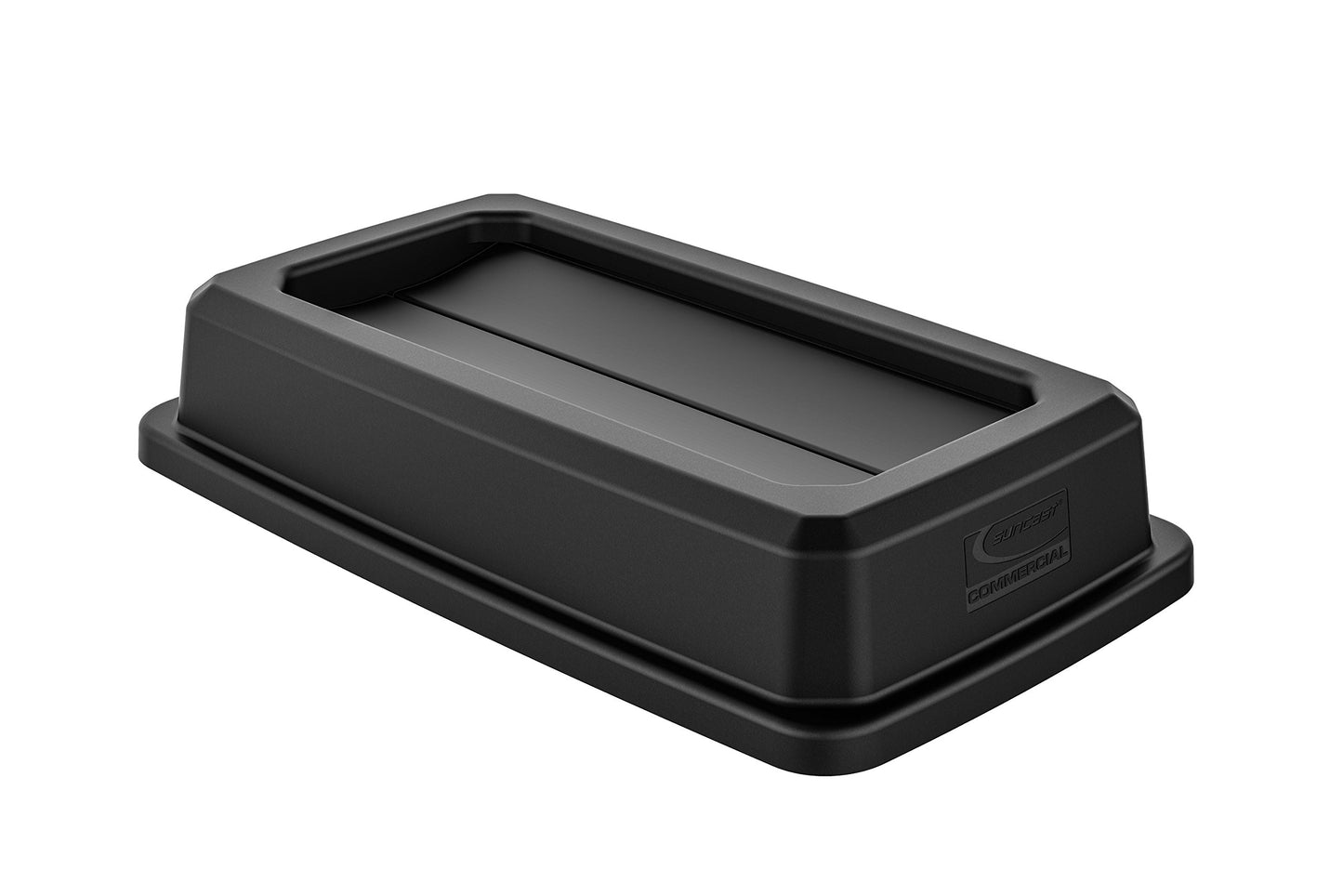 Suncast Commercial Resin Lid with Double Flip Top for 23 Gallon Slim Trash Cans, Snap-On Design for Easy Trash Disposal, Black, Made in the USA