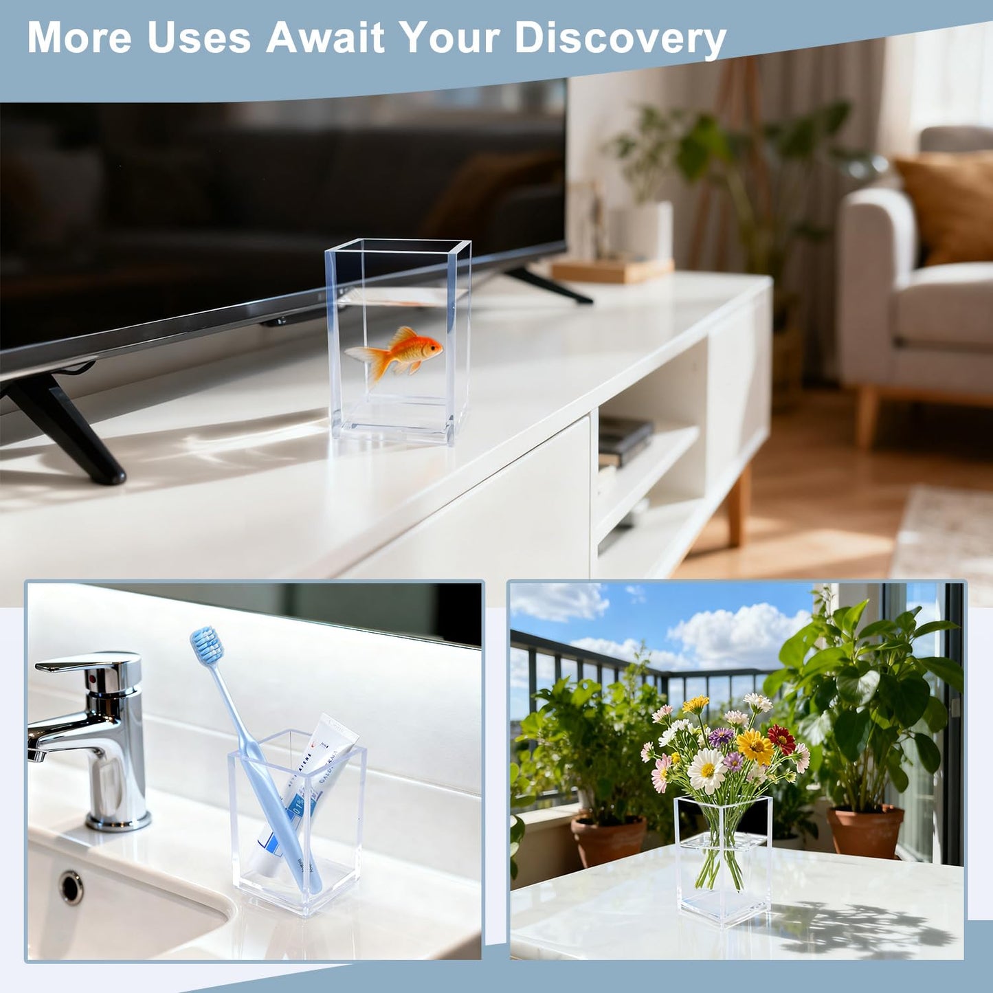 CDIVEFTN 20 Pack Clear Acrylic Pen Holders, Pencil Cups and Makeup Brush Organizers : Durable Desk Accessories for Classroom, Office and School Storage