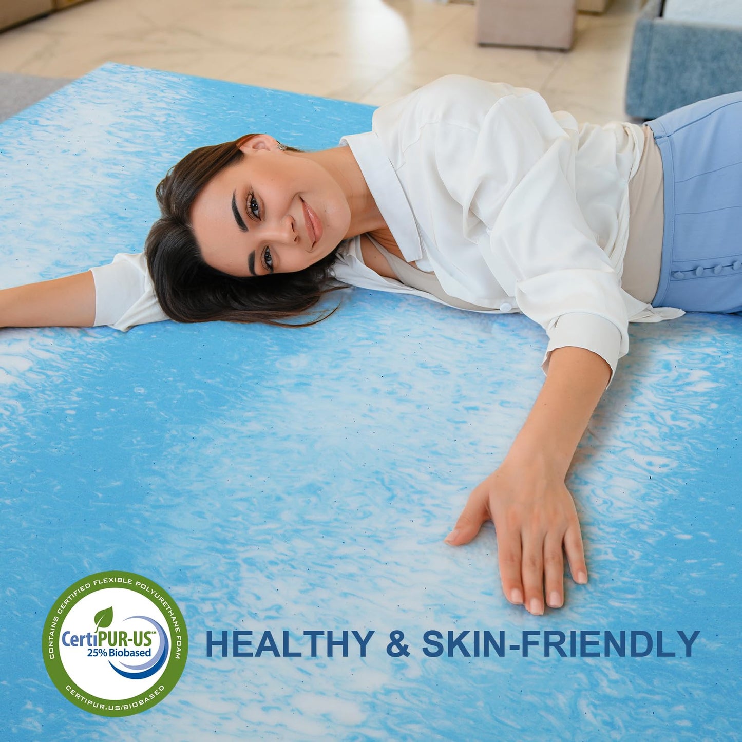Bynex 2 Inch Gel Memory Foam Mattress Topper, Full Size Cooling Bed Topper for Back Pain & Pressure Relief