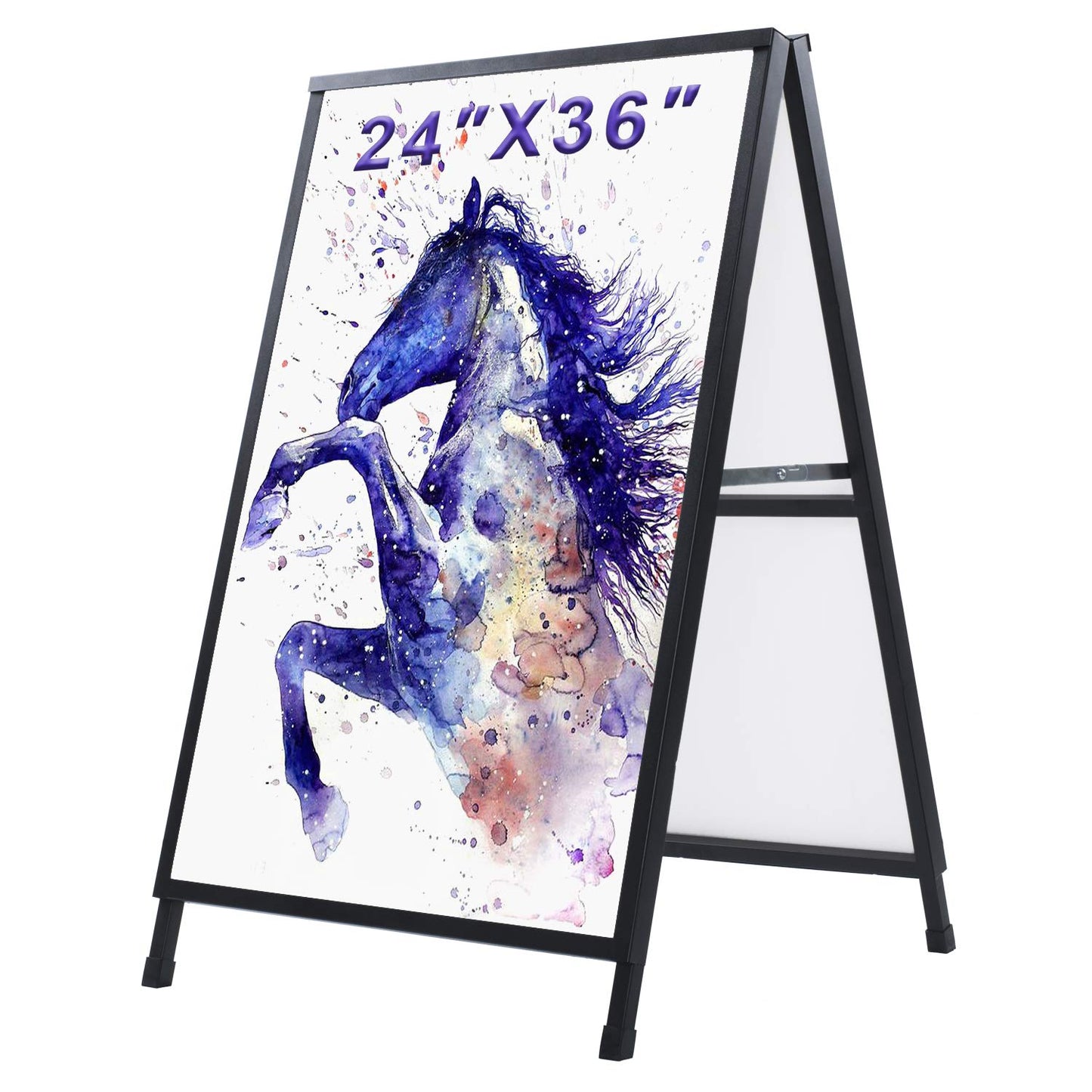 AKTOP Heavy Duty A Frame Sidewalks Signs 24 x 36 Inch, Double-Sided Metal Sandwich Board Slide-in Folding Outdoor Signboard, Large Display Sign Holder for Businesses Advertising Poster
