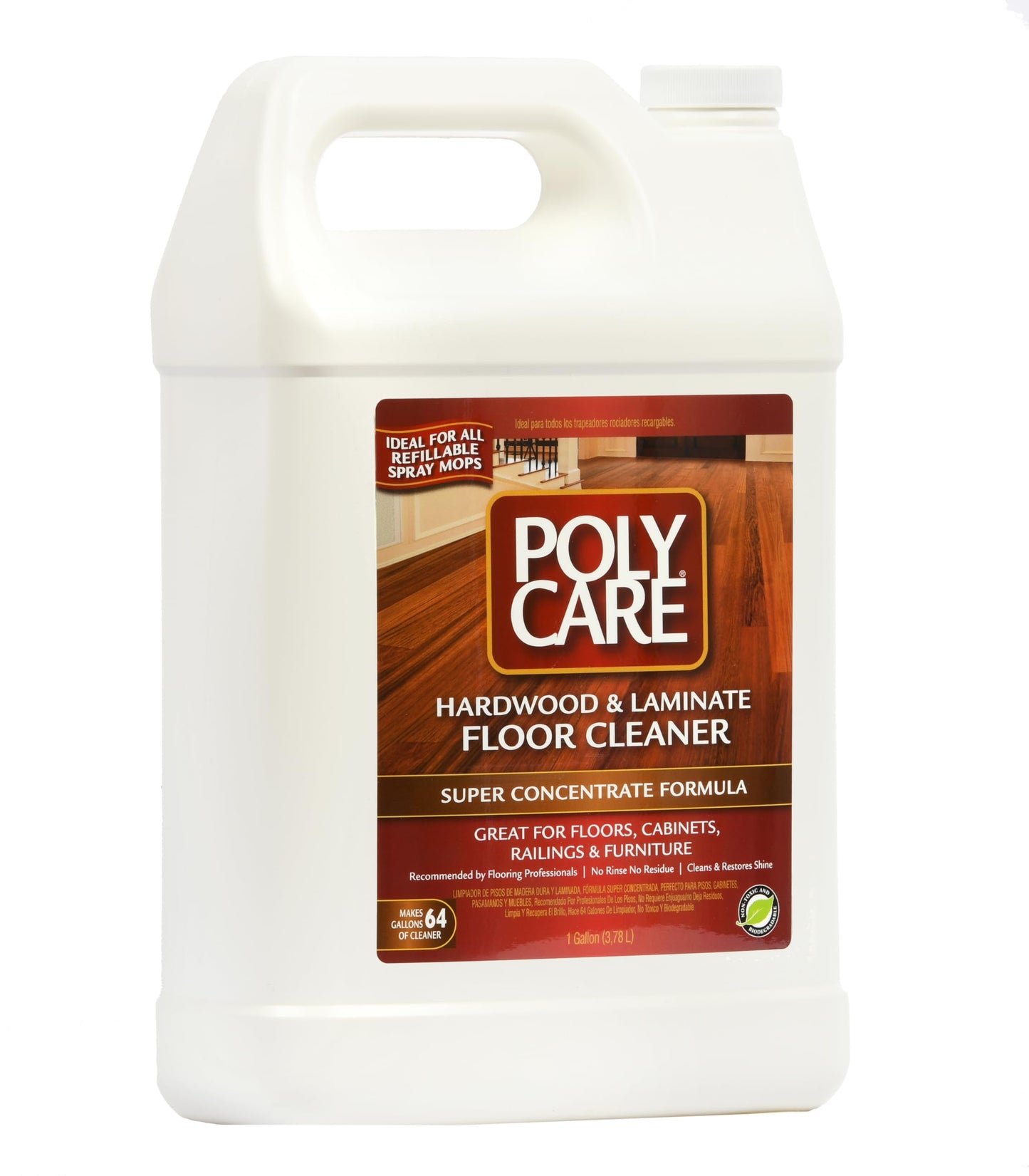 PolyCare Hardwood Floor Cleaner Super Concentrate - 128 Fl Oz - Fresh- Dilute Concentrate with Water for Spray Mops and Spray Bottles - Residue-Free Floor Cleaning Solution