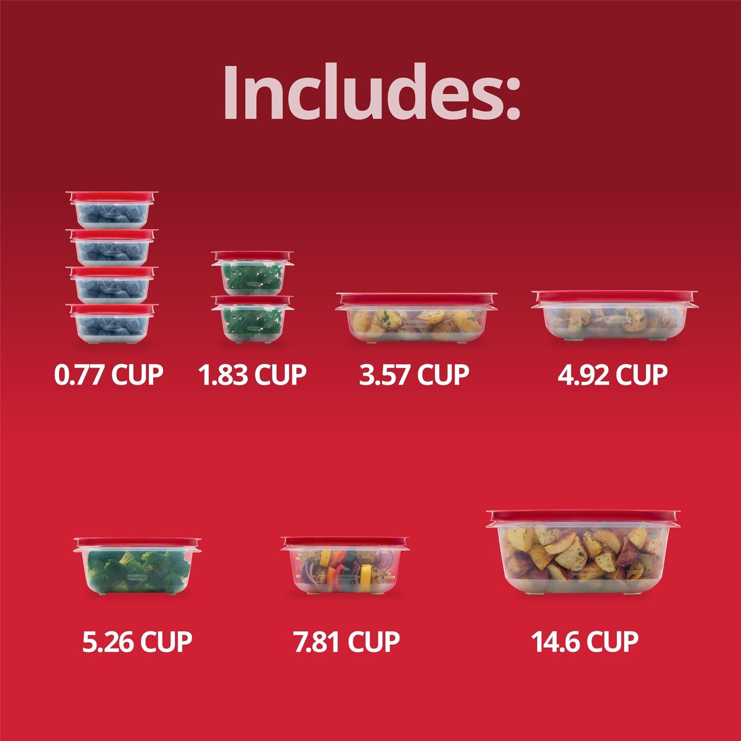 Rubbermaid EasyStore Rectangle and Square Containers, 22-Piece Set, Food Storage Containers with Lids