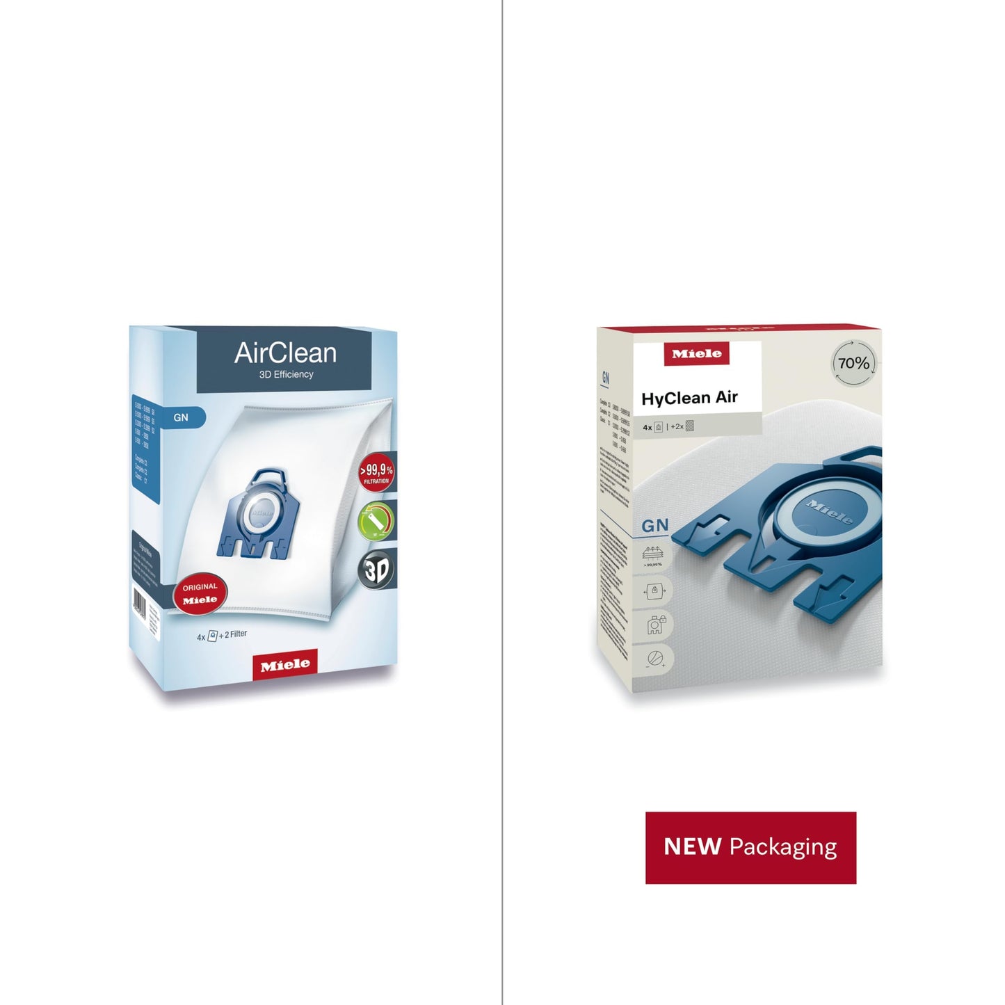 Miele GN AirClean 3D Efficiency Vacuum Cleaner Bags - 2 Boxes - Includes 8 Genuine Airclean GN Bags + 2 Genuine Super Air Clean Filter + 2 Genuine Pre-Motor Protection Filters