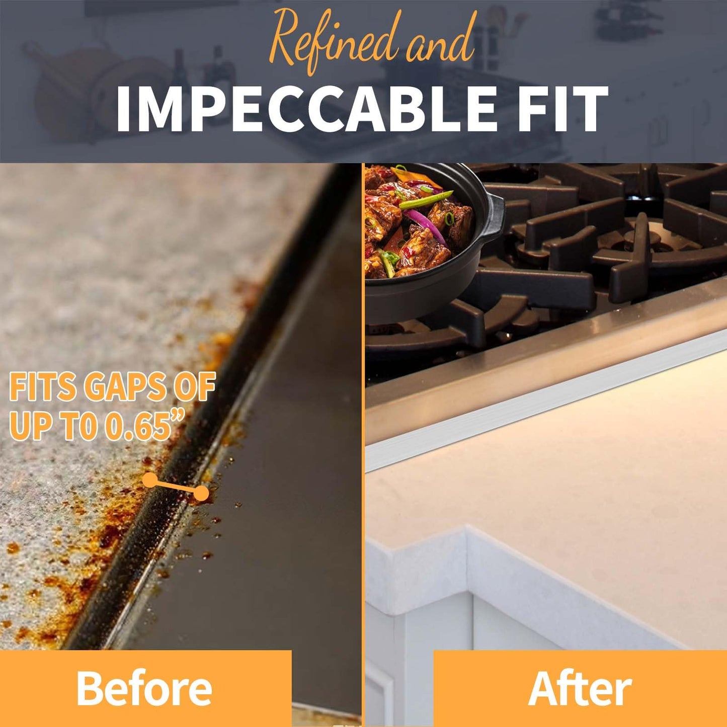 Upgrade 316 Stainless Steel Stove Gap Covers, 2 Pack Stove Gap Filler ALMCALS Stove Gap Guards Range Trim Kit Heat Resistant Oven Gap Filler Between Stovetop and Counter