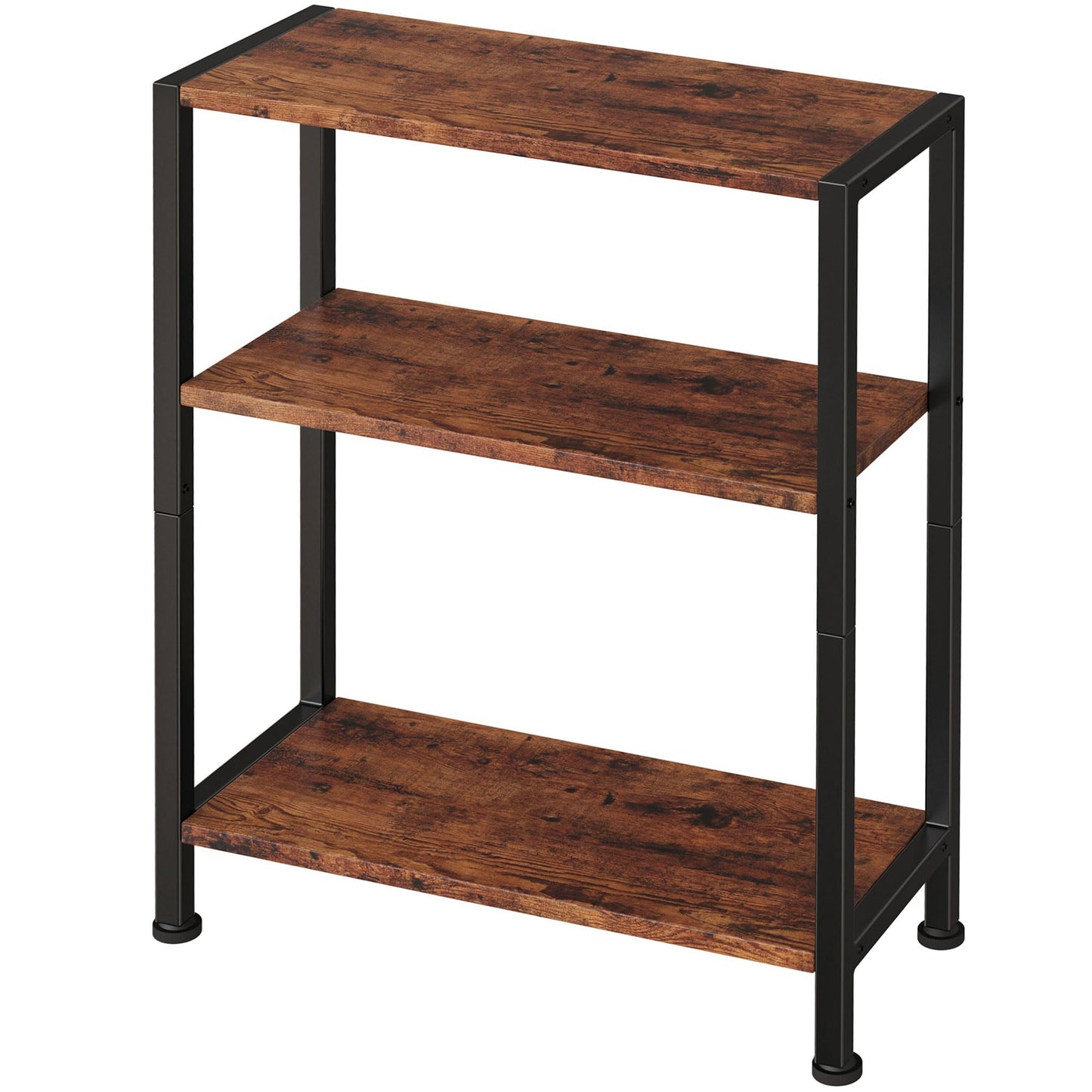 Vantimo 3-Tier Side Table, Small End Table, Sofa Side Table for Narrow Spaces, Slim End Table, Nightstand Table, for Living Room Bedroom Office, Rustic Brown
