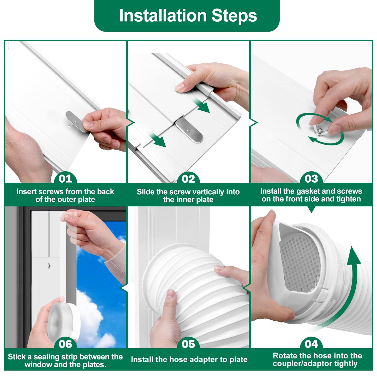 Upgrade Portable Air Conditioner Window Kit with 5.9Inch Exhaust Hose,Portable Air Conditioner Window Vent kit, AC Exhaust Hose Kit, AC Window Vent Kit