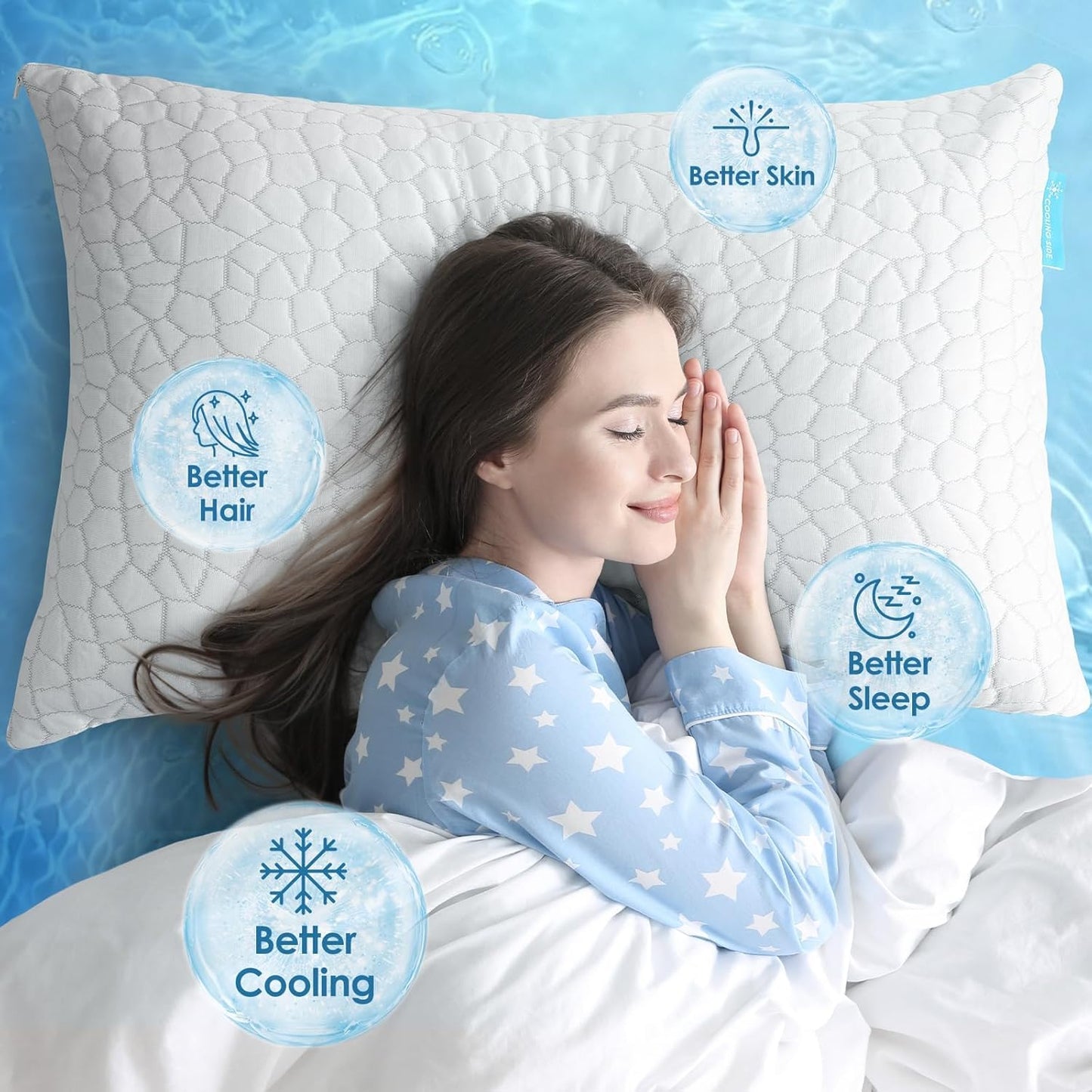 SUPA MODERN Cooling Pillow Standard Size 1 Pack, CertiPUR-US Shredded Memory Foam Pillows, Cool Bed Pillows for Hot Sleepers, Adjustable Firm Pillow for Side,Back,Stomach Sleepers, Better Sleep