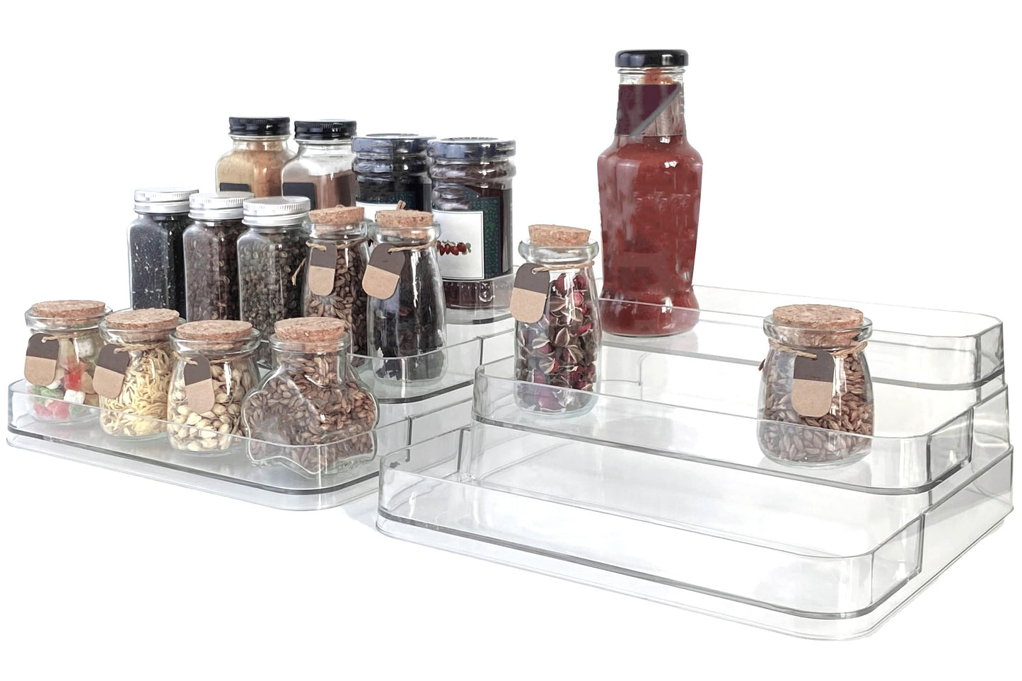 Rusnugic Perfume Organizer - 2 Pack Three-Tiered Shelf - Perfume Lotion Skincare Stand, Spice Vitamins Medicine Bottles Holder,Sturdy Clear Rack for Kitchen Bathroom Countertop Cabinet Storage