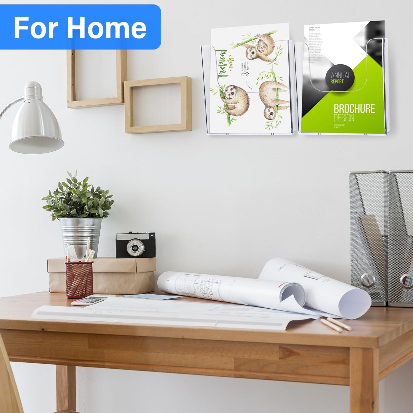 Ripeng 8 Pack Brochure Holder Wall Mount 6 x 9 Inch Clear Flyer Holder Magazine Pamphlet Display Stand Acrylic Wall Organizer Plastic Wall File Holder for Literature Mail Paper document Rack Display