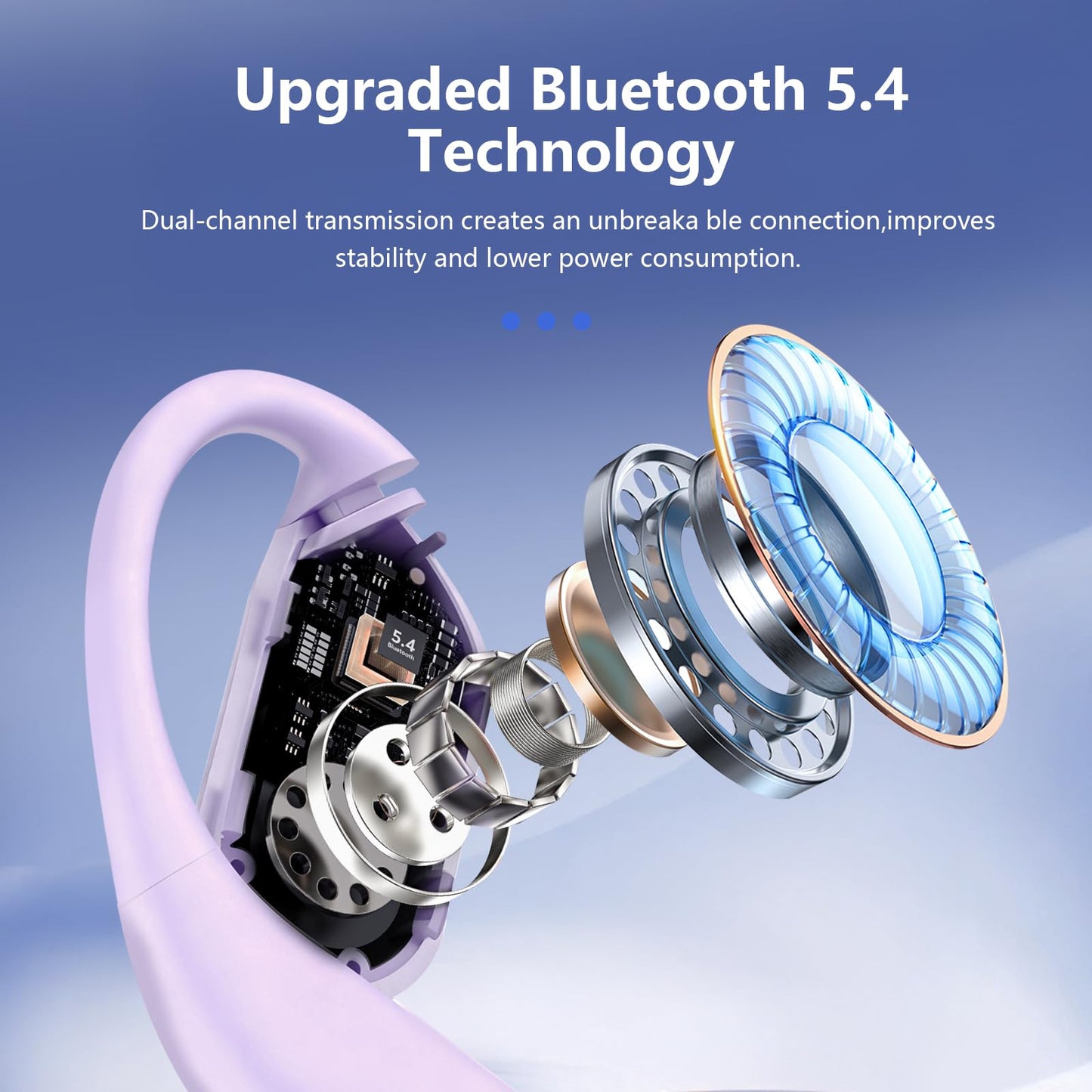 gidosha Open Ear Bone Conduction Headphones,,Over Ear Earbuds with Ergonomic Earhook,Bluetooth Headphones 5.4 with Smart Digital Display,50H Playtime AI Translation Earbuds Real Time