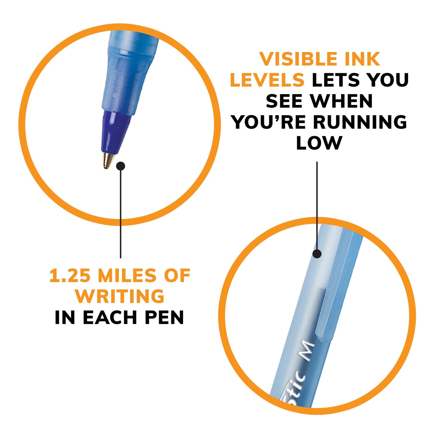 BIC Round Stic Xtra Life Ballpoint Pen, Medium Point (1.0mm), Blue, Flexible Round Barrel For Writing Comfort (Pack of 9, 540 Count Total)