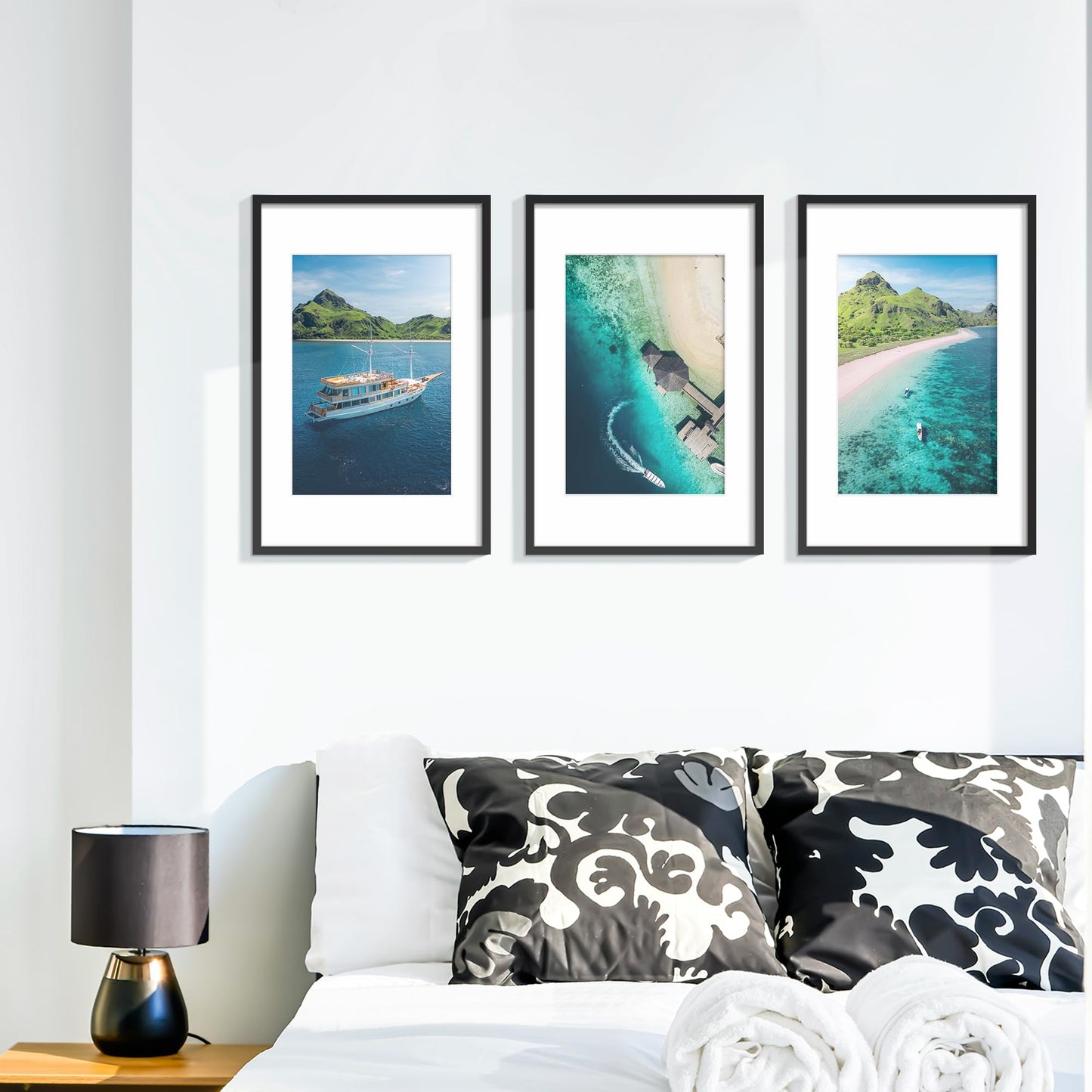 Wiscet 11x17 Picture Frame Set of 9, Display Pictures 8x12 with Mat or 11x17 without Mat, Photo Frame for Horizontal or Vertical Wall Display, Black