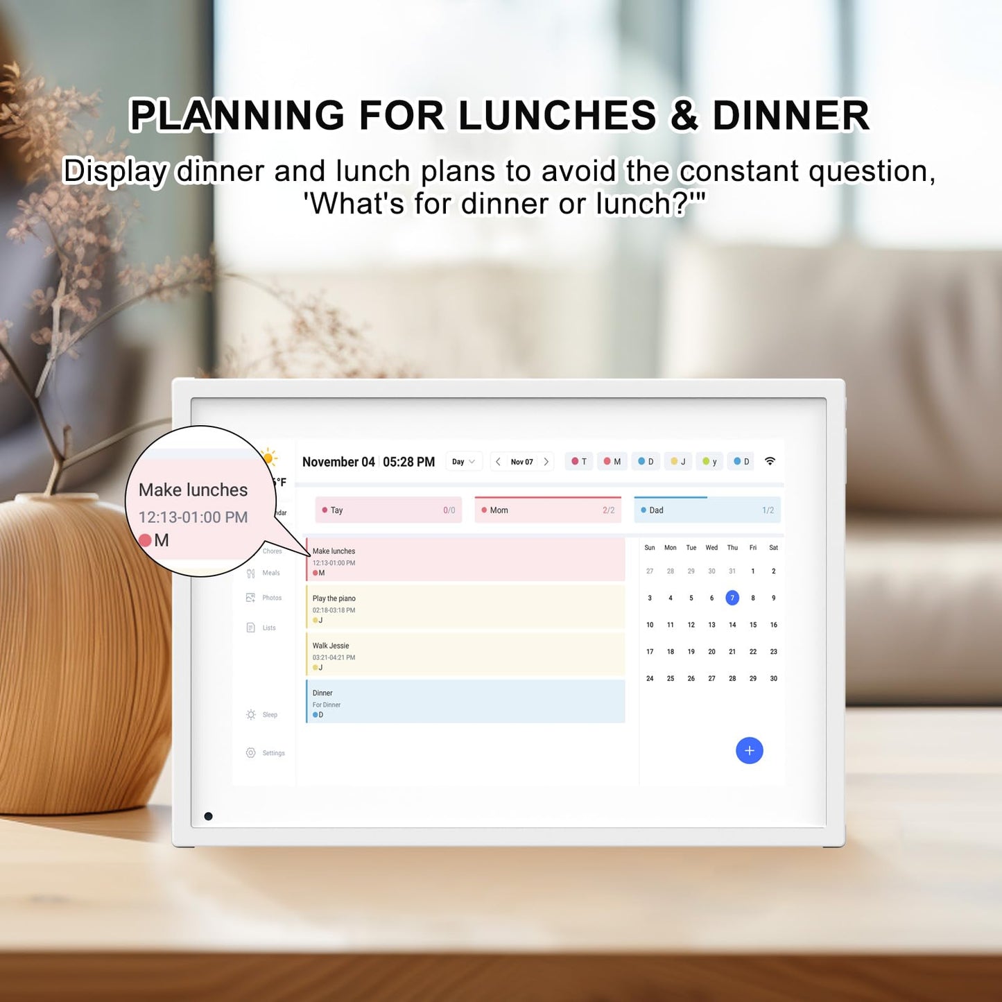 10.1 Inch Smart Digital Calendar Planner & Chore Chart, IPS HD Touchscreen Interactive Display for Family Schedules, Streamline Household Organization - Built-in Digital Picture Frames Function