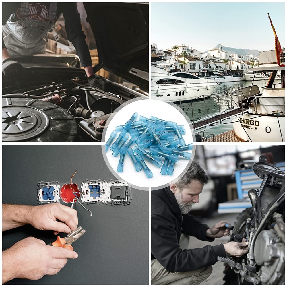 1000 Pcs Heat Shrink Butt Connectors, 16-14 AWG Waterproof Electrical Crimp Wire Splice for Marine, Cable, Wiring