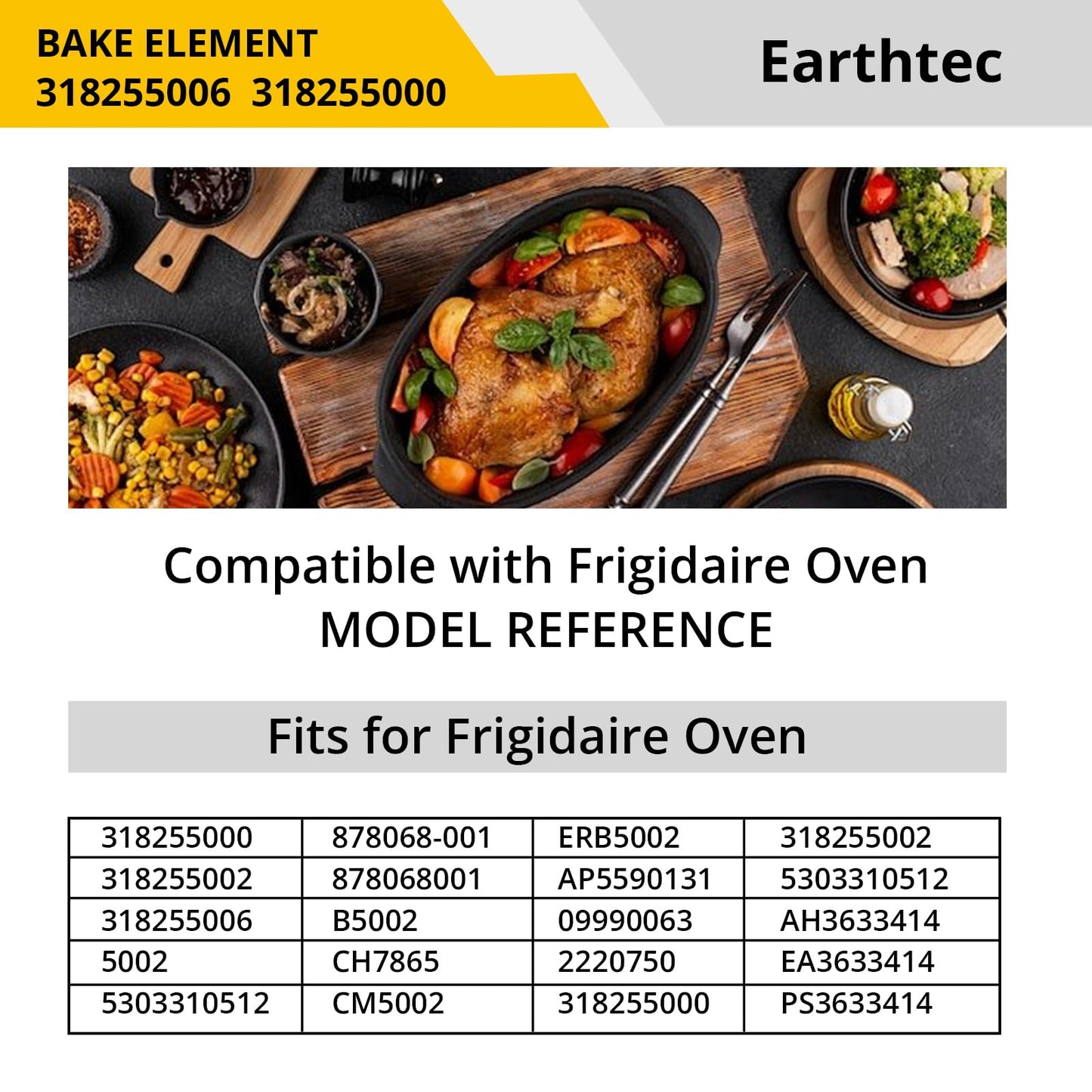 Bake Element Fits for Frigidaire AP5590131 PS3633414 Oven Range 318255006 318255002 5303310512 CH7865