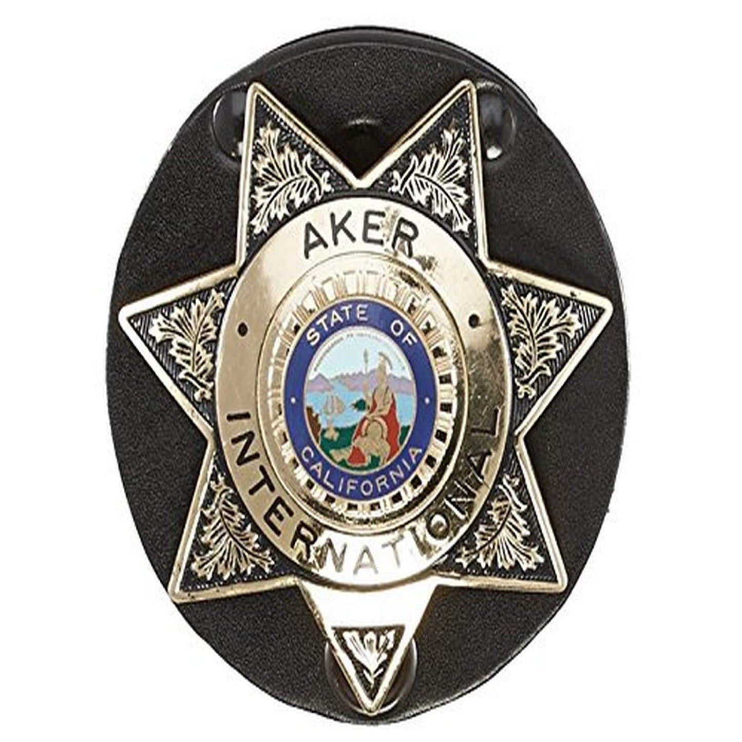 Aker Leather Products A592-BP Clip-On Badge Holder for Star Badge, Black