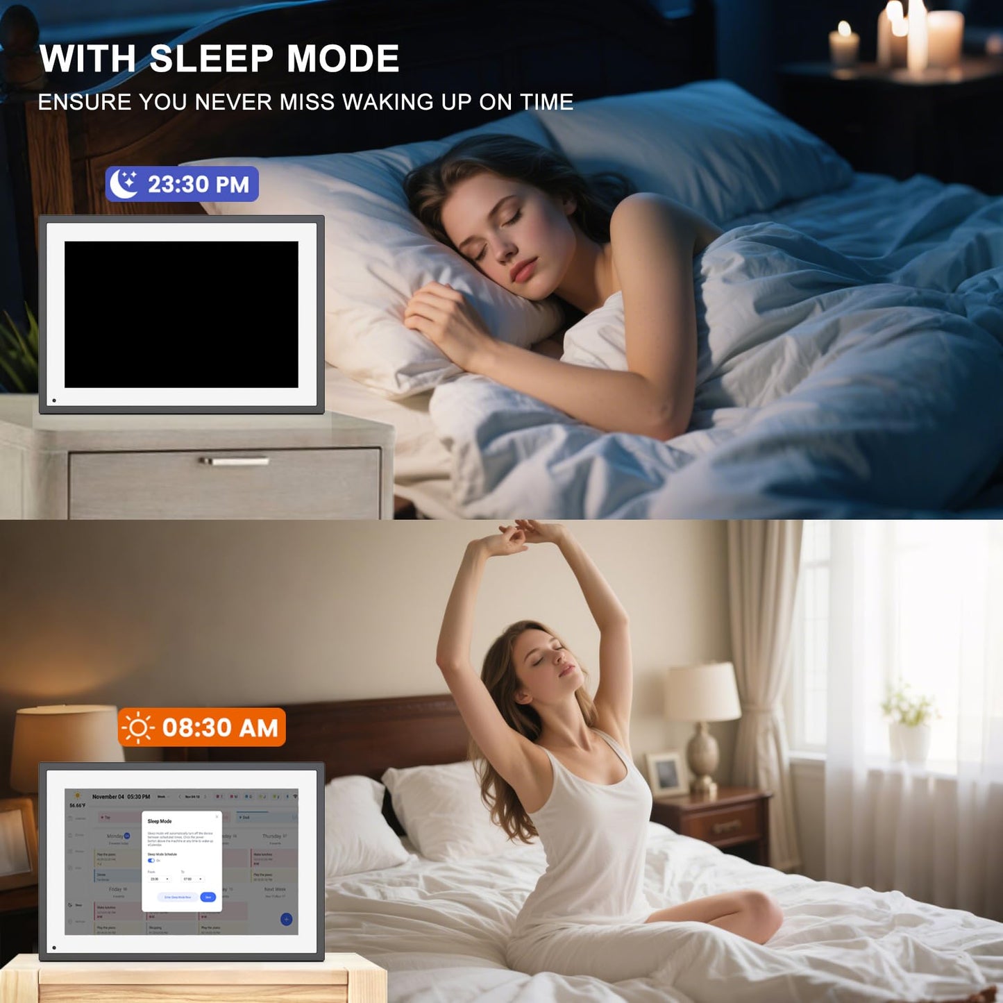 10.1 Inch Smart Digital Calendar Planner & Chore Chart, IPS HD Touchscreen Interactive Display for Family Schedules, Built-in Digital Picture Frames Function - Streamline Household Organization