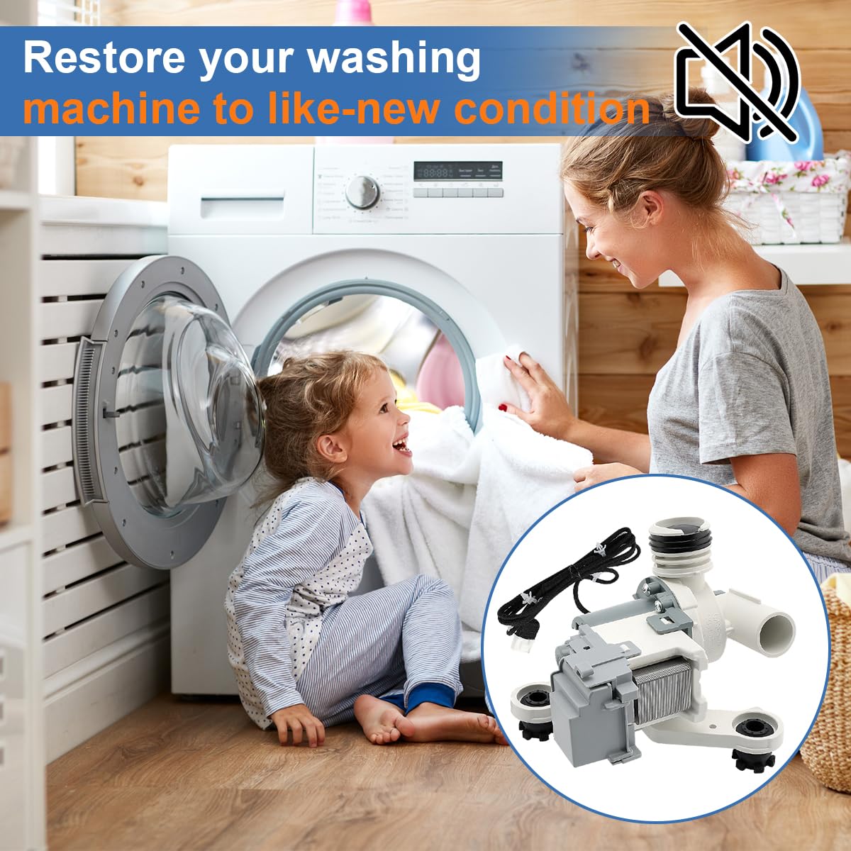 Washer Drain Pump Replacement for WA45M7050AW/A4,WA52M8650AV/A4,WA52M7750AV/A4,WA45H7000AW/A2,WA45T3200AW/A4,WA45N3050AW/A4,WA400PJHDWR/AA DC97-19289F,DC97-19289B, PX3516-01 Assembly.