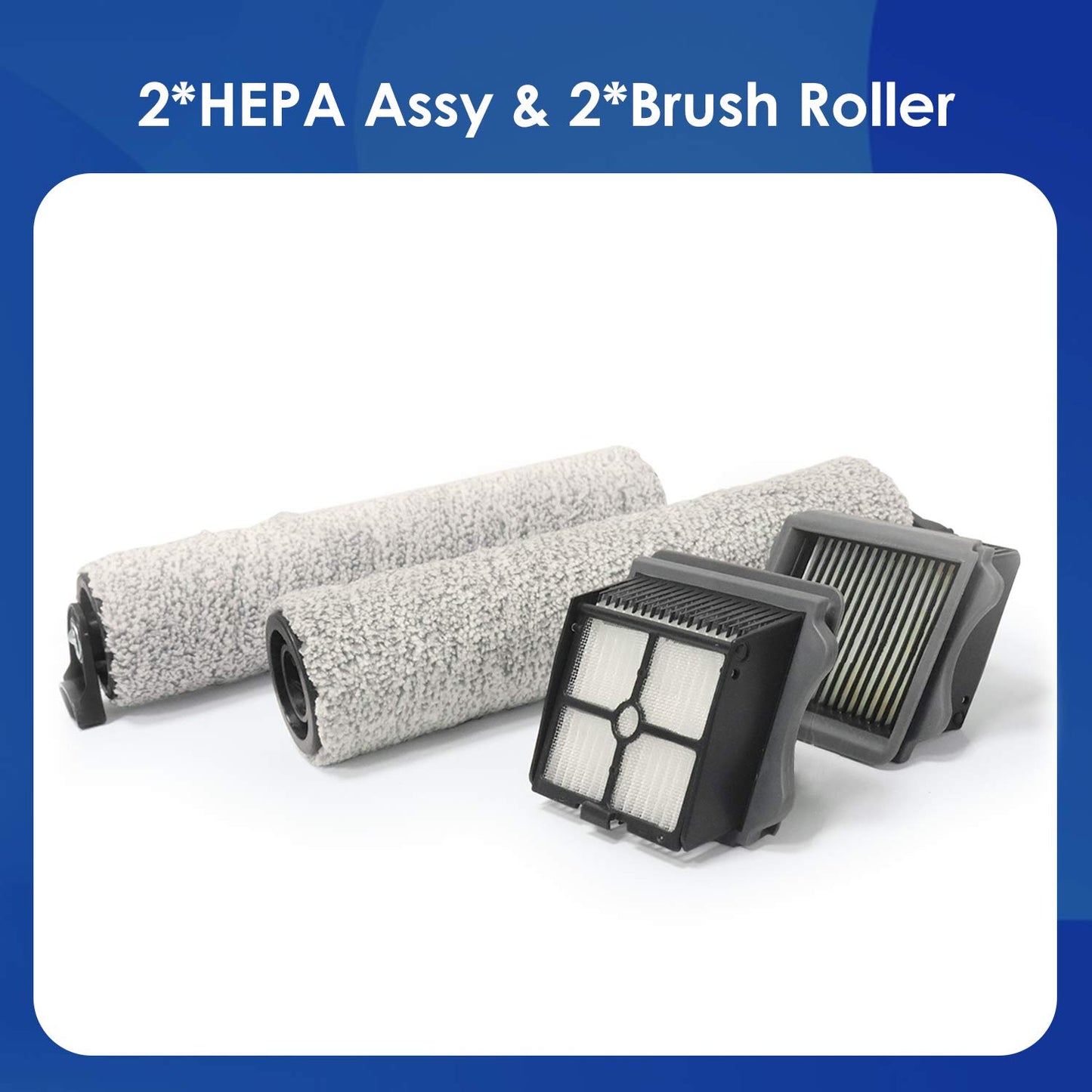 Tineco Replacement 2 HEPA Assembly & 2 Brush Roller Set, Only for iFLOOR 3 Series, Floor ONE S3 Series Cordless Wet Dry Vacuum Cleaner (Not Compatible with Any Other Model)